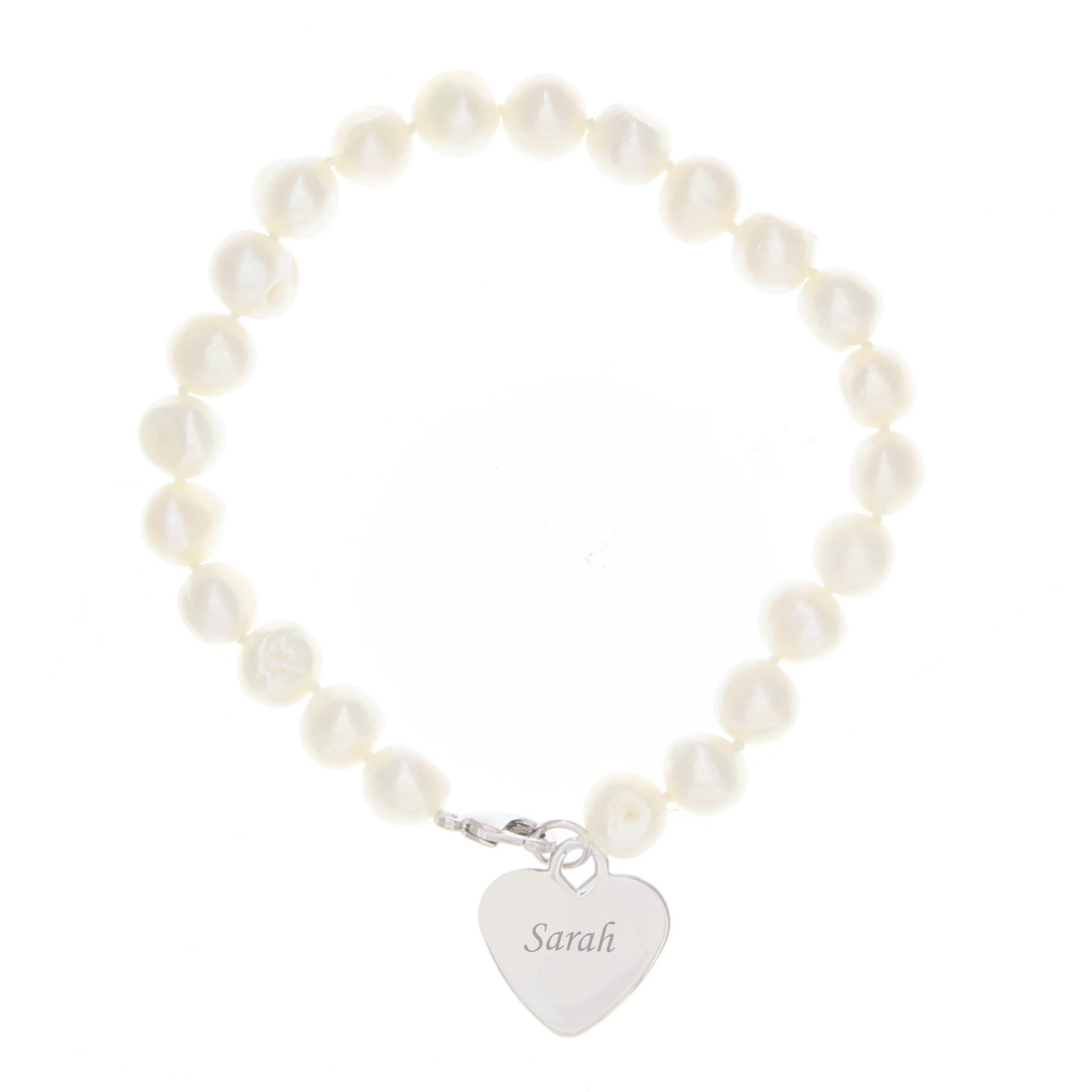Personalised White Freshwater Pearl Scripted Name Bracelet - Image 2