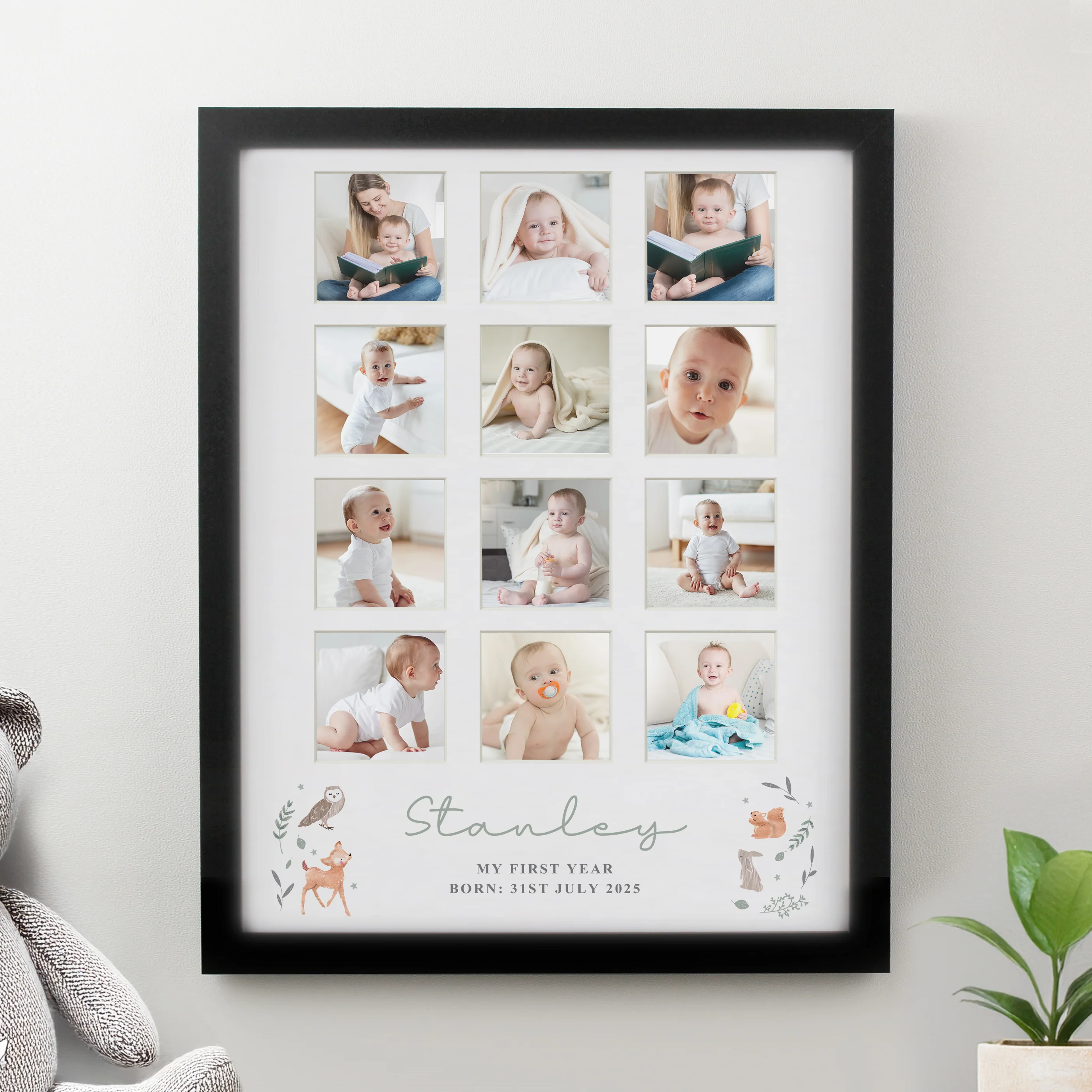 Personalised Woodland Animal Black Multi Photo Frame - Image 3