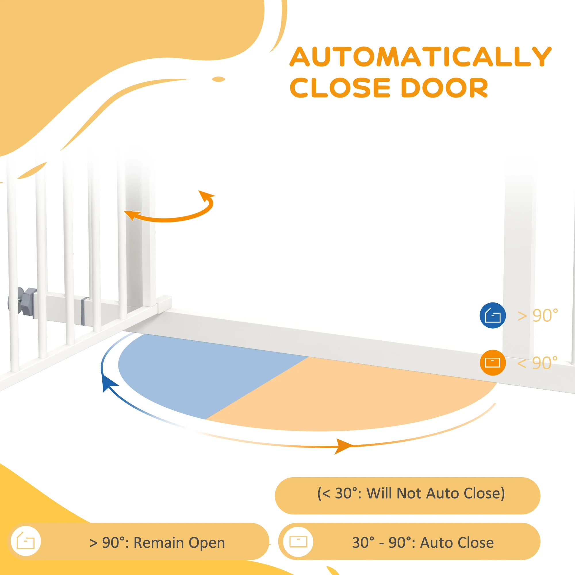 Pressure Fit Safety Gate w/ Auto Closing Door, for Small Medium Dogs, 74-100cm - Image 6