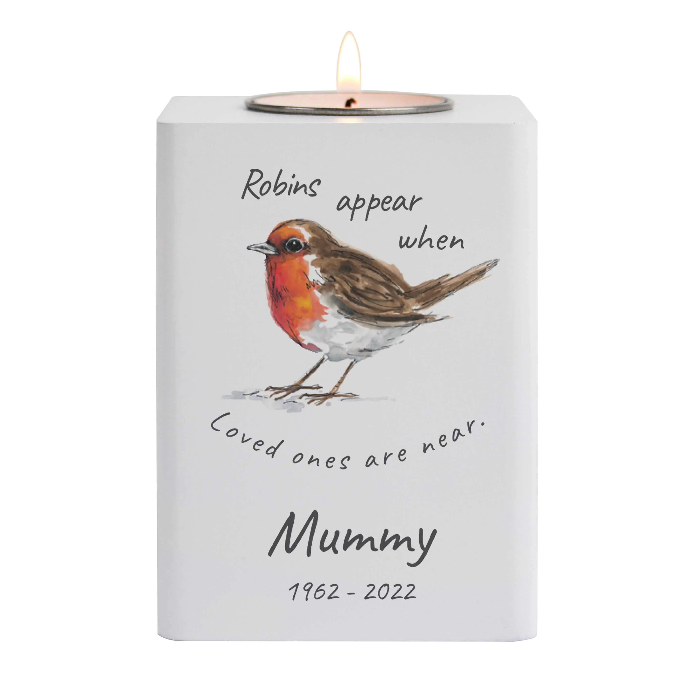 Robins White Wooden Tea Light Holder
