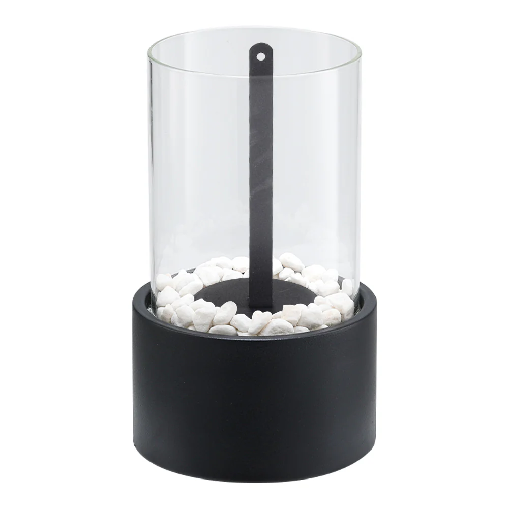 Round Freestanding Tabletop Ventless Ethanol Fireplace with Glass Screen - Image 3