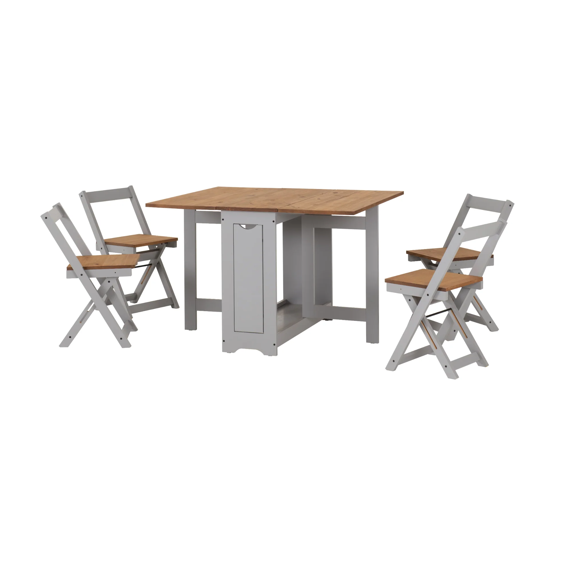 SANTOS BUTTERFLY DINING SET (X4 CHAIRS) - GREY SLATE/DISTRESSED WAXED PINE - Image 3