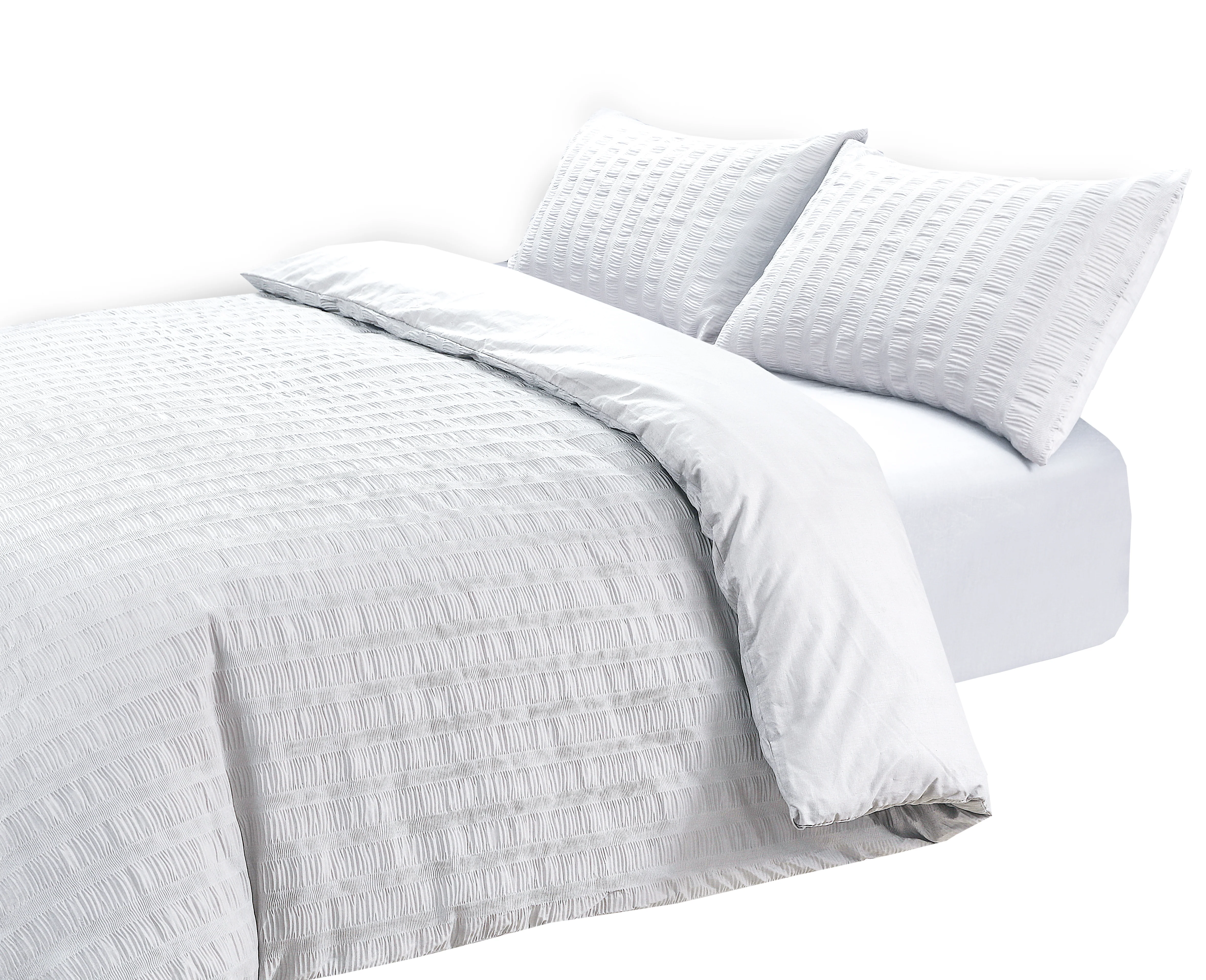Seersucker Duvet Set - White - Image 3