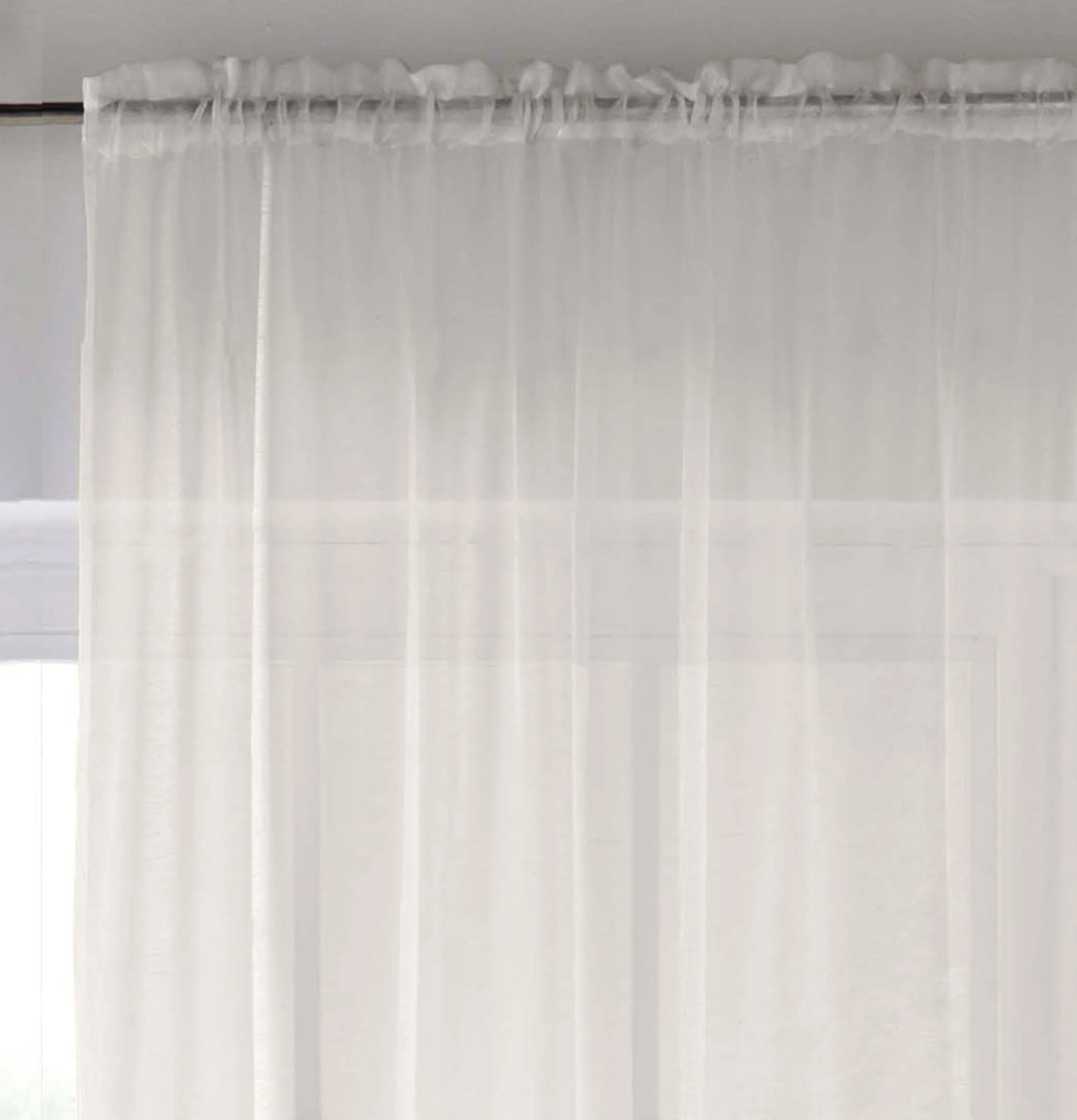 Sheer Cream Plain Woven Voile Slot Top Curtain Panel Pair - Image 2