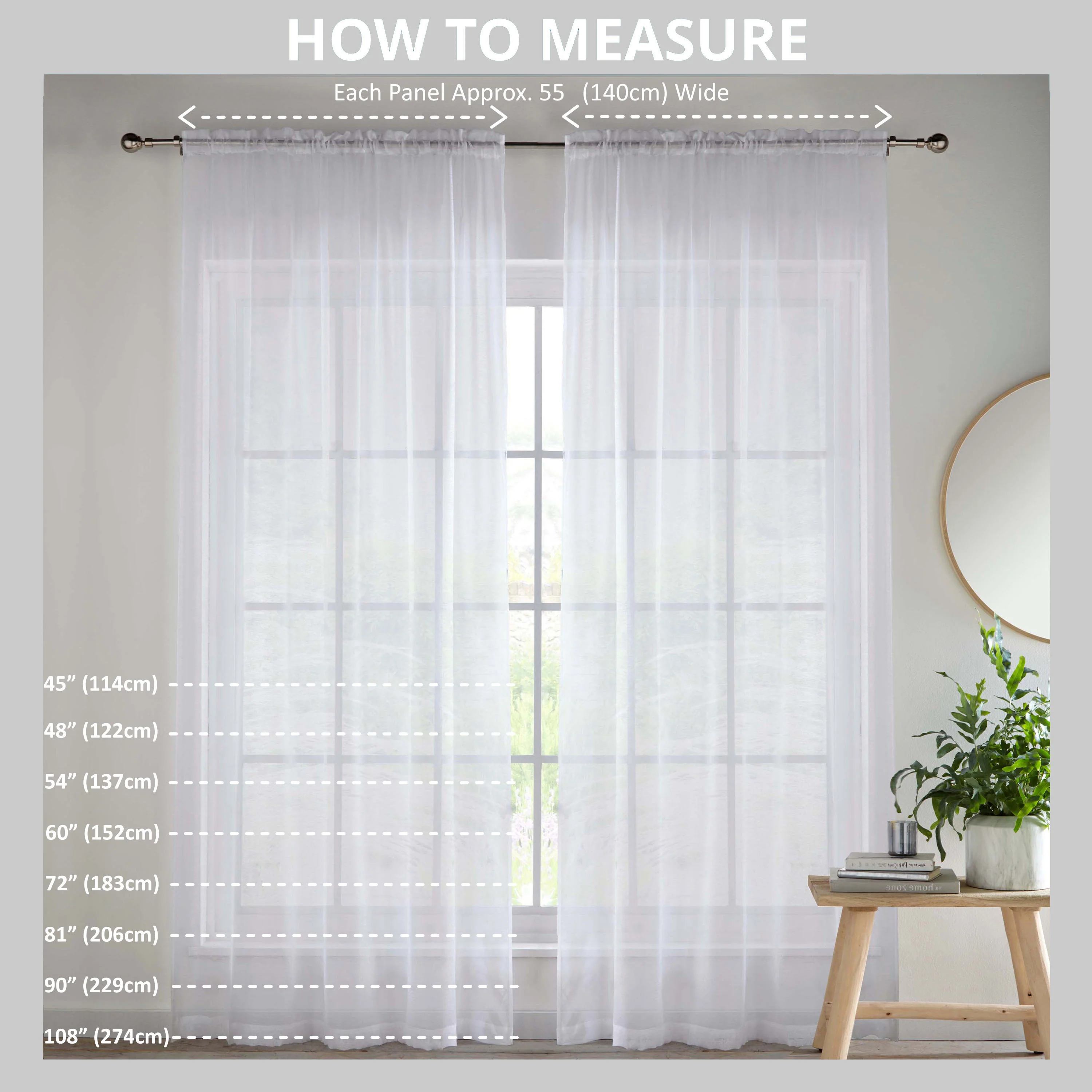 Sheer White Plain Woven Voile Slot Top Curtain Panel Pair - Image 4
