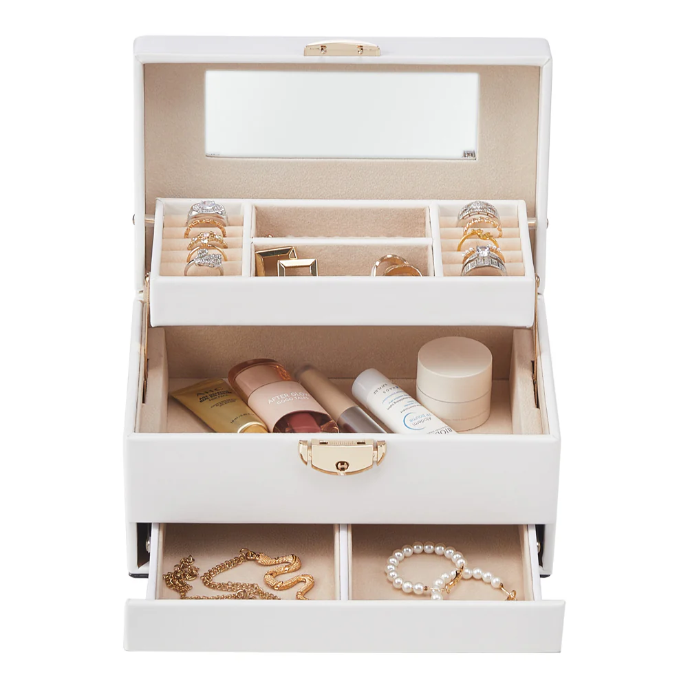 Sheonly Lockable Jewellery Storage Box with Drawer - Image 6