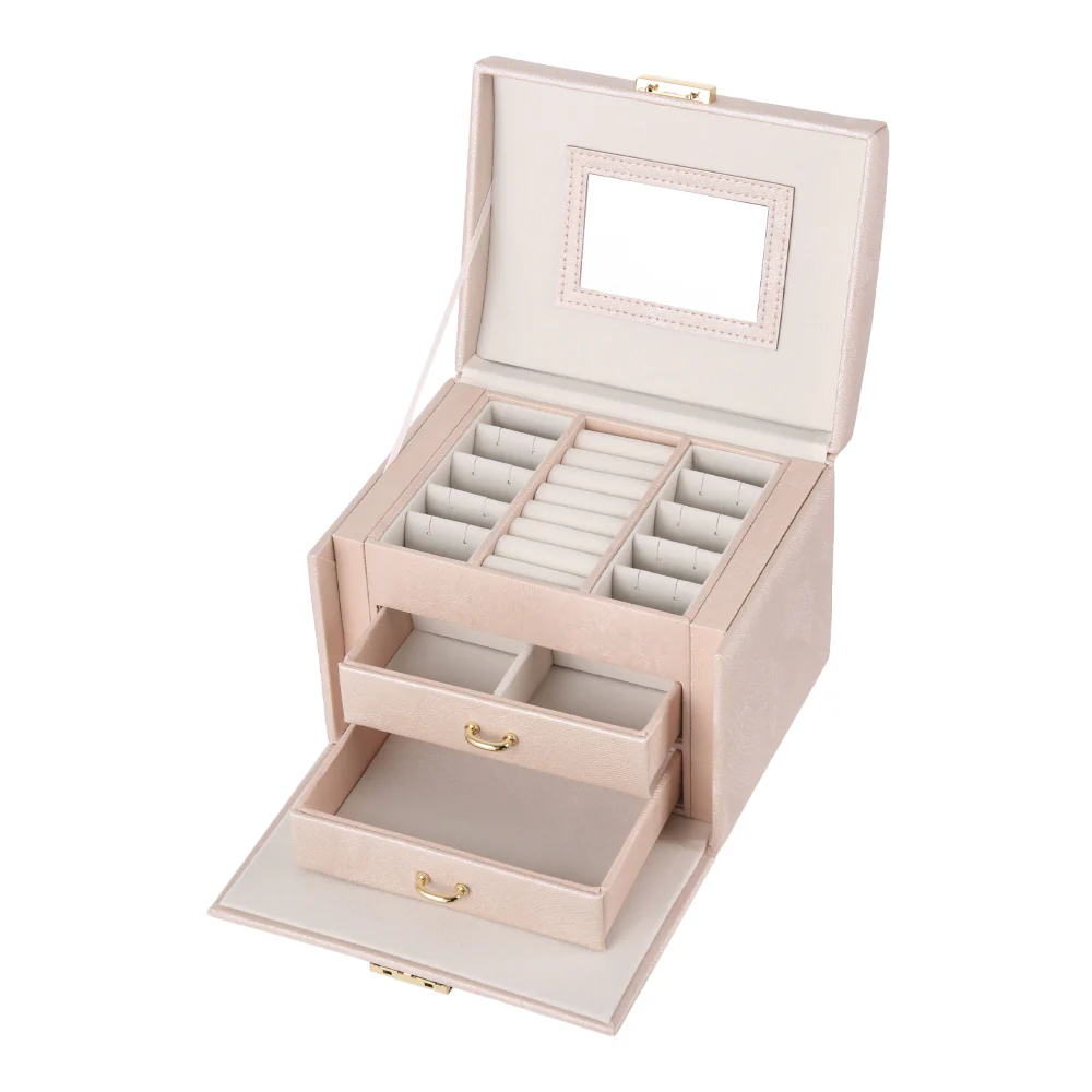 Sheonly Multi-Function Faux Leather Jewellery Storage Box with Drawers - Image 6