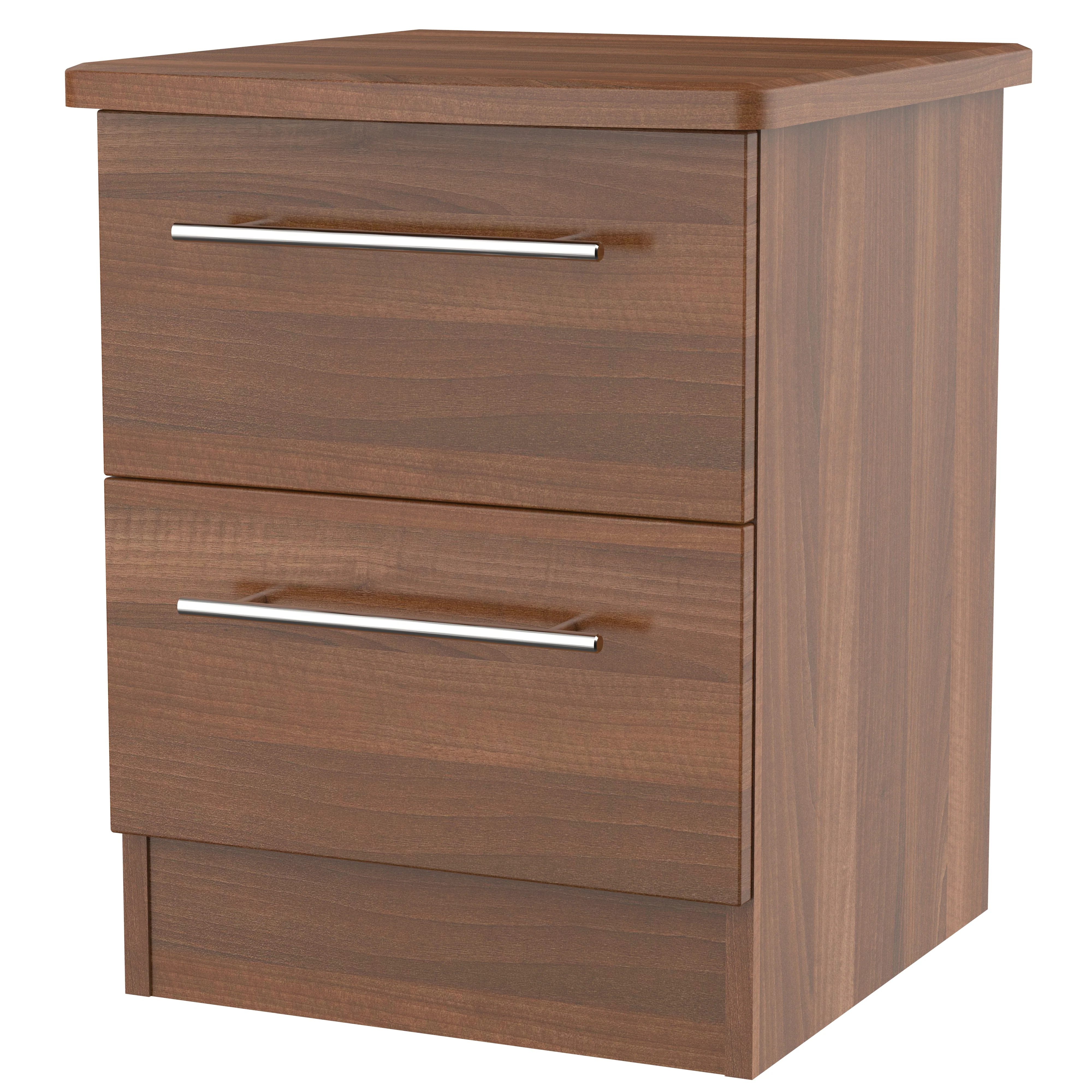 Sofia Ready Assembled 2 Drawer Bedside Cabinet in Noche Walnut - Image 7