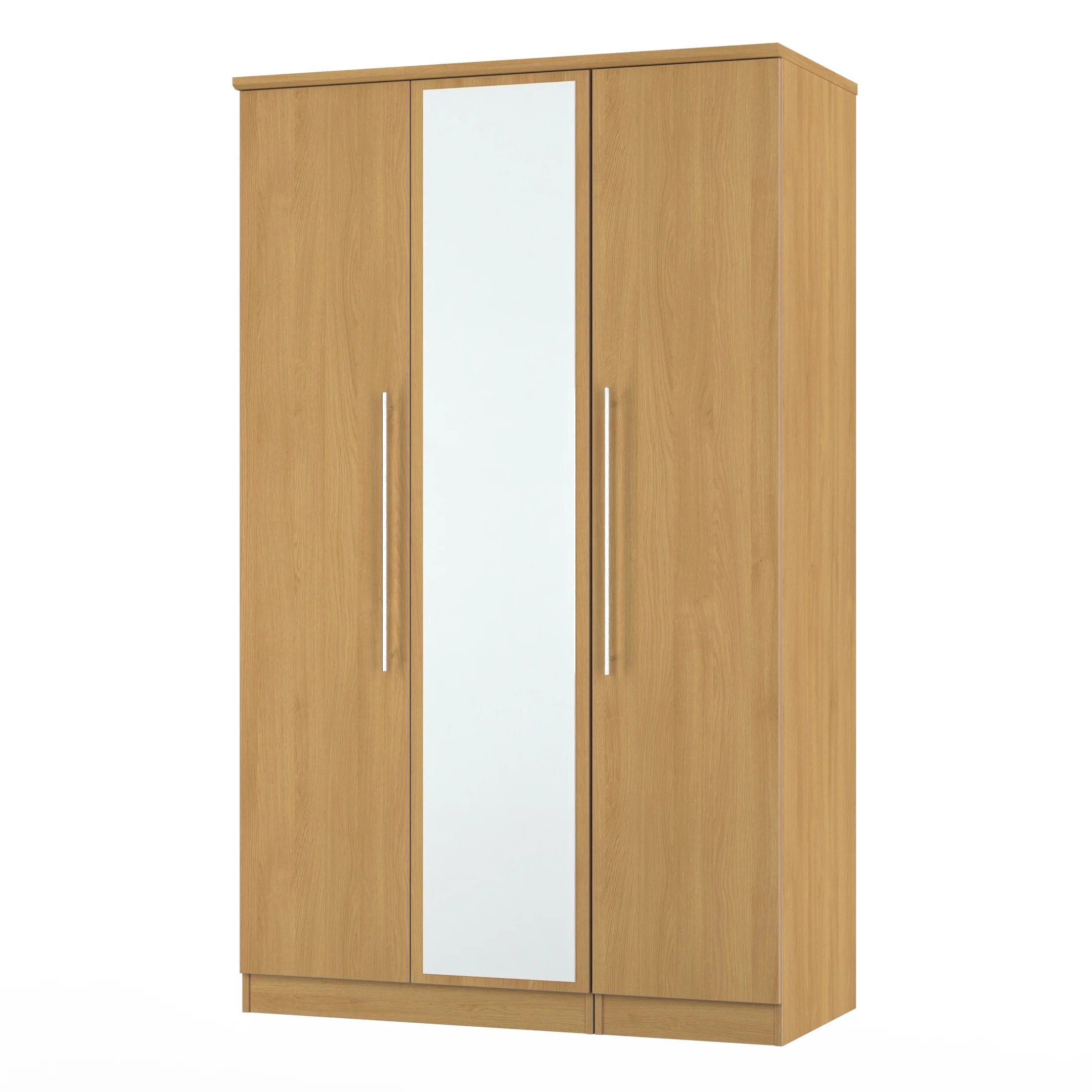 Sofia Ready Assembled Triple Mirror Wardrobe in Modern Oak - Image 4