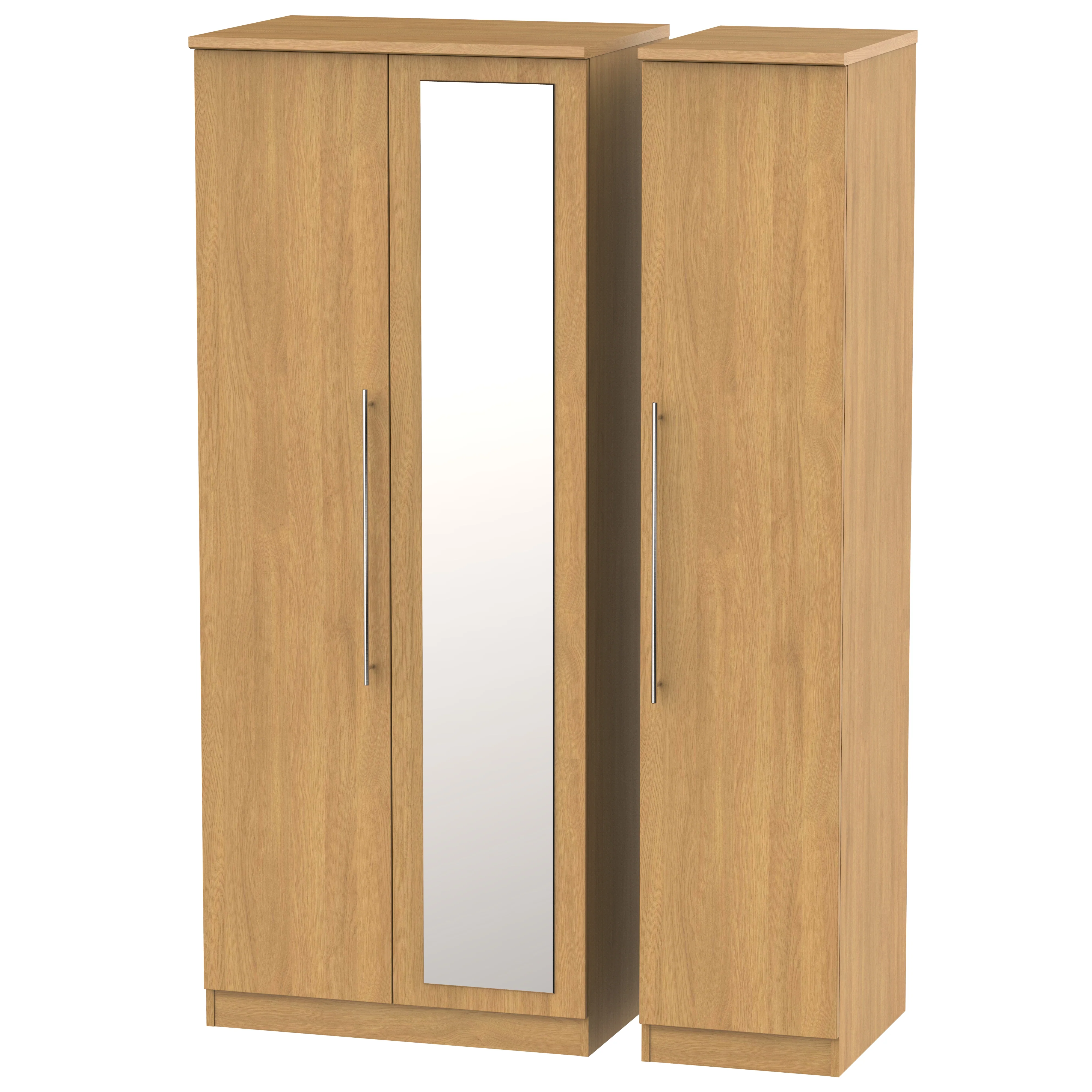 Sofia Ready Assembled Triple Mirror Wardrobe in Modern Oak - Image 9