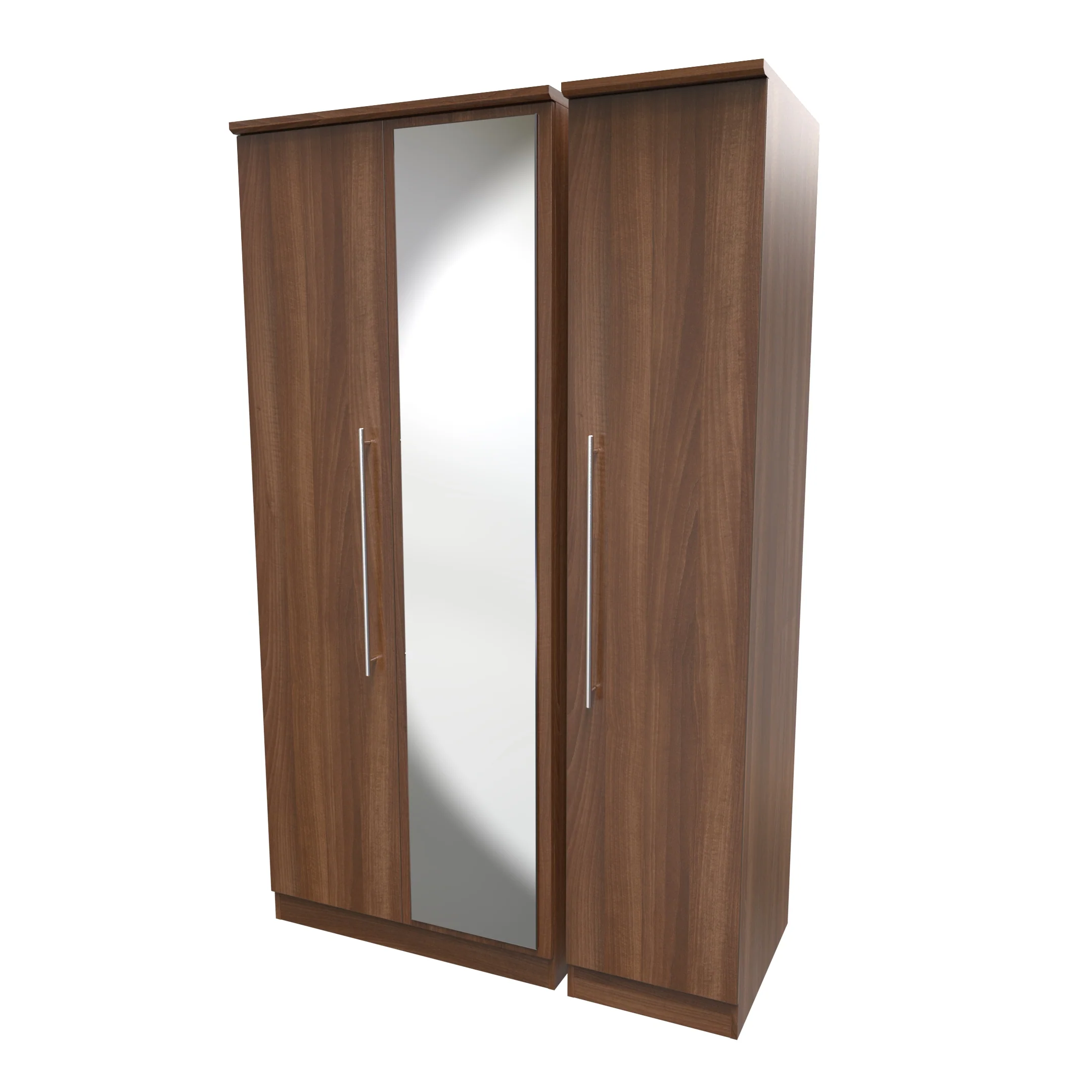 Sofia Ready Assembled Triple Mirror Wardrobe in Noche Walnut - Image 3