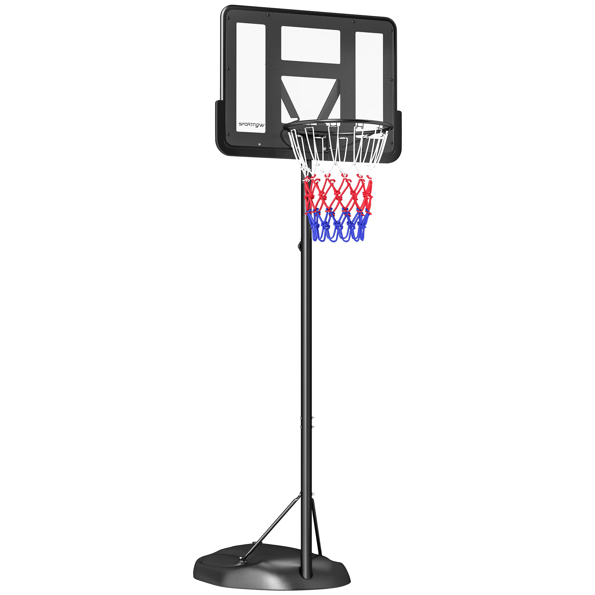 SPORTNOW 1.7-2.3m Basketball Hoop And Stand W/ Weighted Base, Wheels - Black