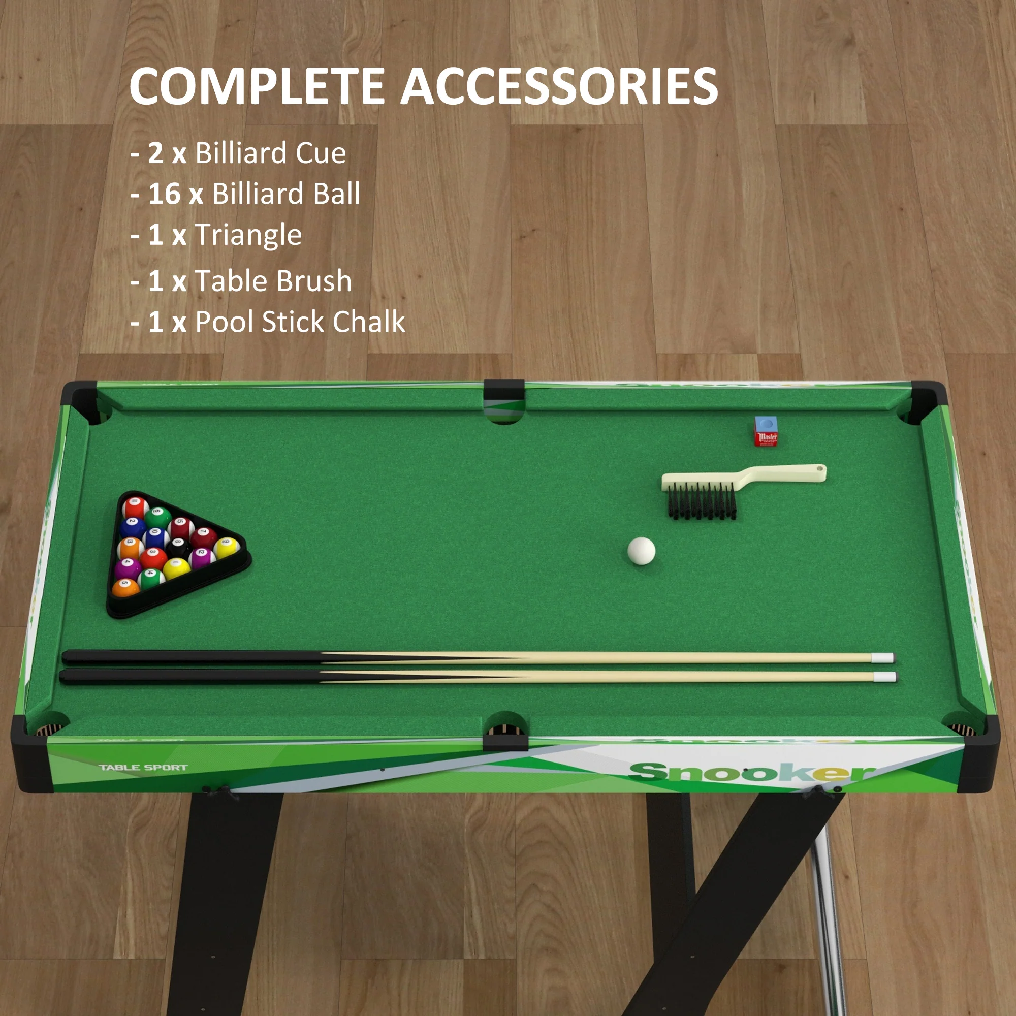 SPORTNOW 104cm Folding Pool Table with Cues, Balls, Chalk, Triangle, Brush - Image 4