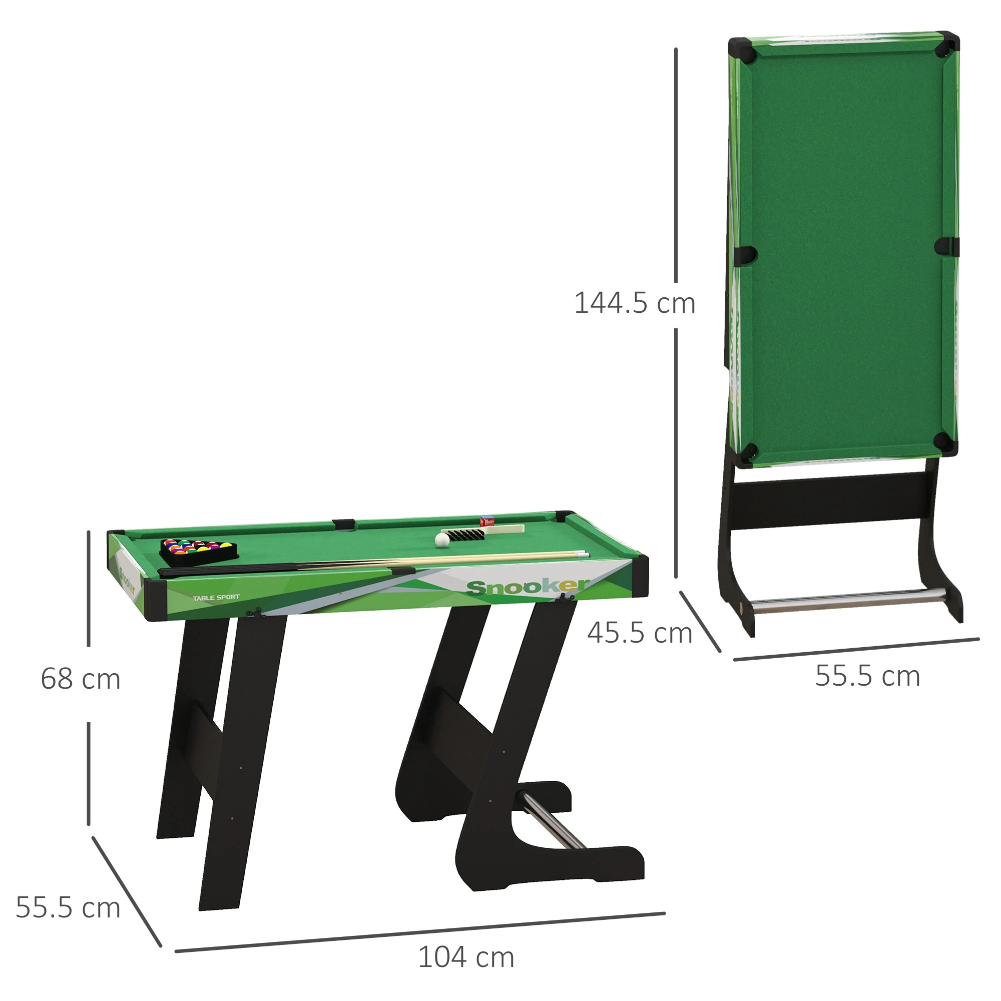 SPORTNOW 104cm Folding Pool Table with Cues, Balls, Chalk, Triangle, Brush - Image 5