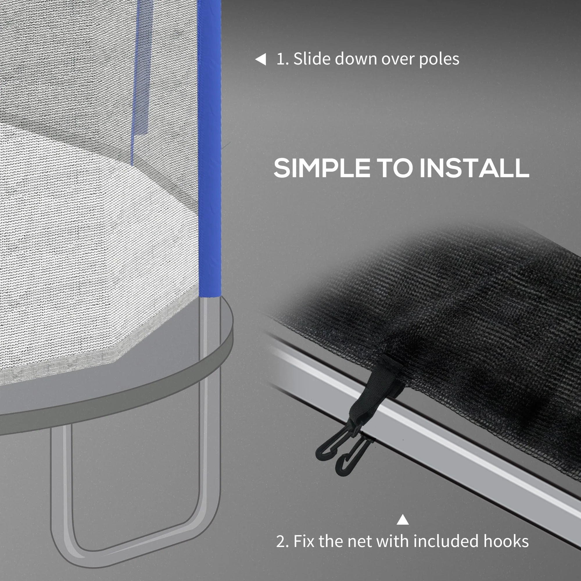SPORTNOW 10ft Trampoline Net Replacement Safety Net with Zipped Door - Image 6