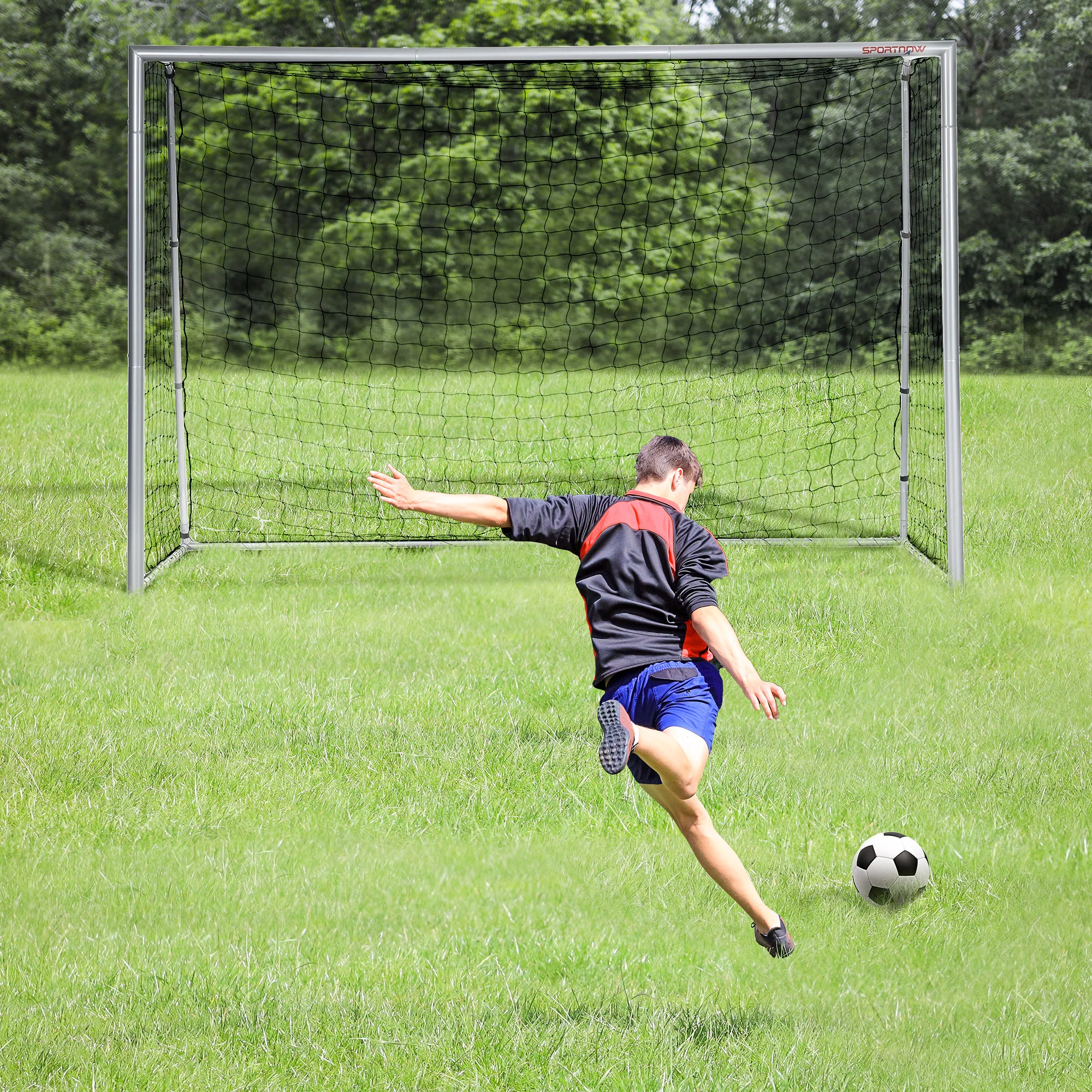 SPORTNOW 10ft x 6.5ft Football Goal, Simple Set Up Football Training Net - Image 2