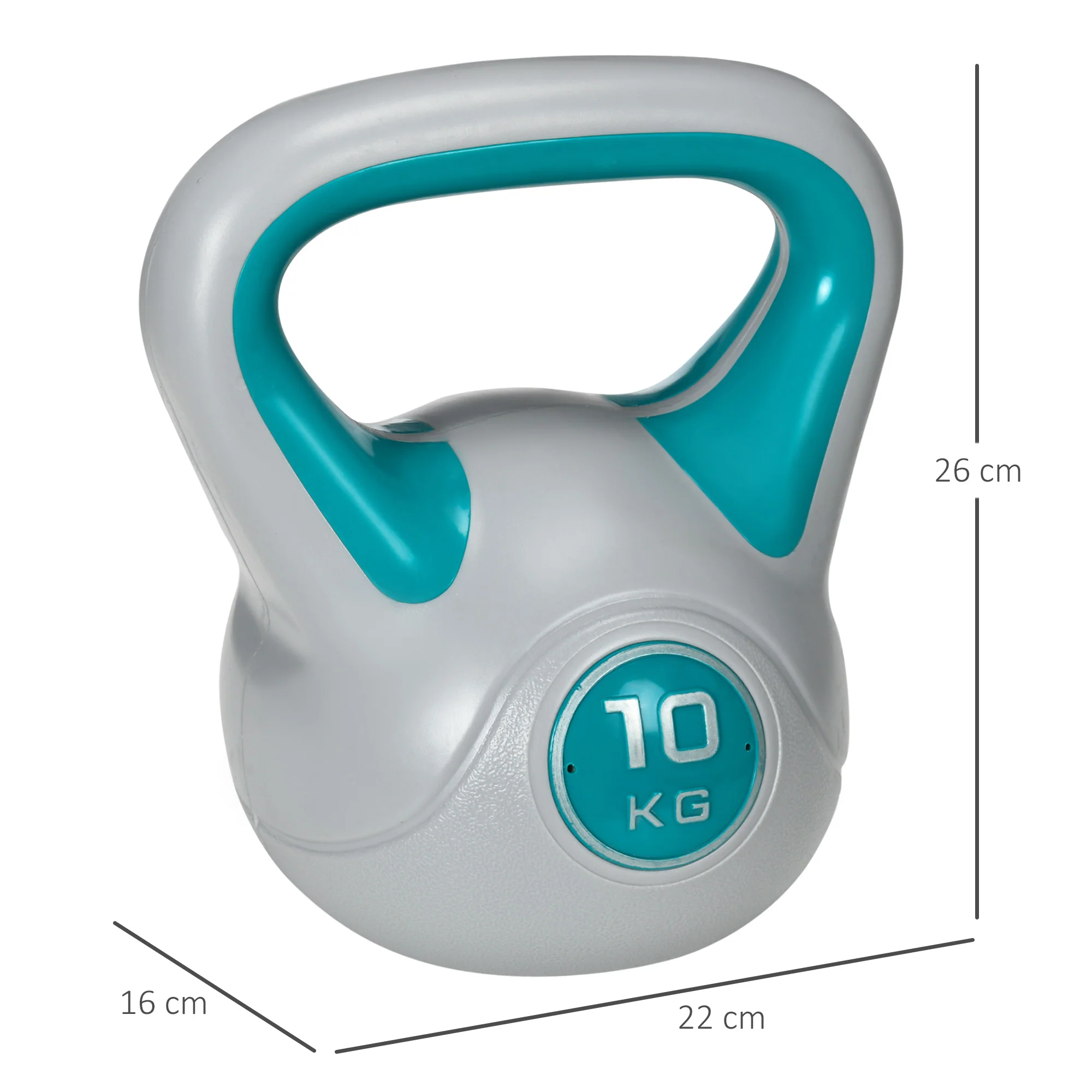 SPORTNOW 10kg Kettle Bell with Handle for Home Gym, Light Blue and Grey - Image 5