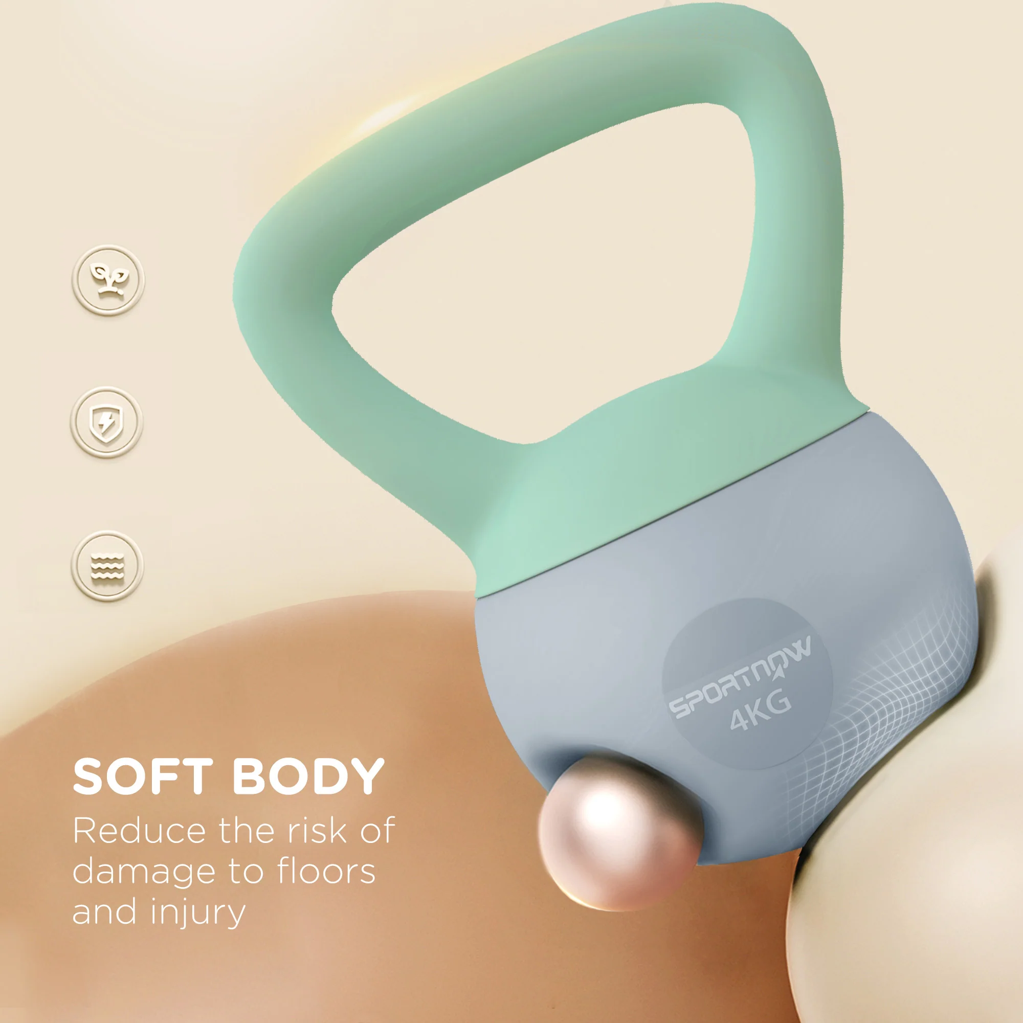 SPORTNOW 10KG Kettlebell With Soft Body And Non-Slip Handle, Grey And Green - Image 12