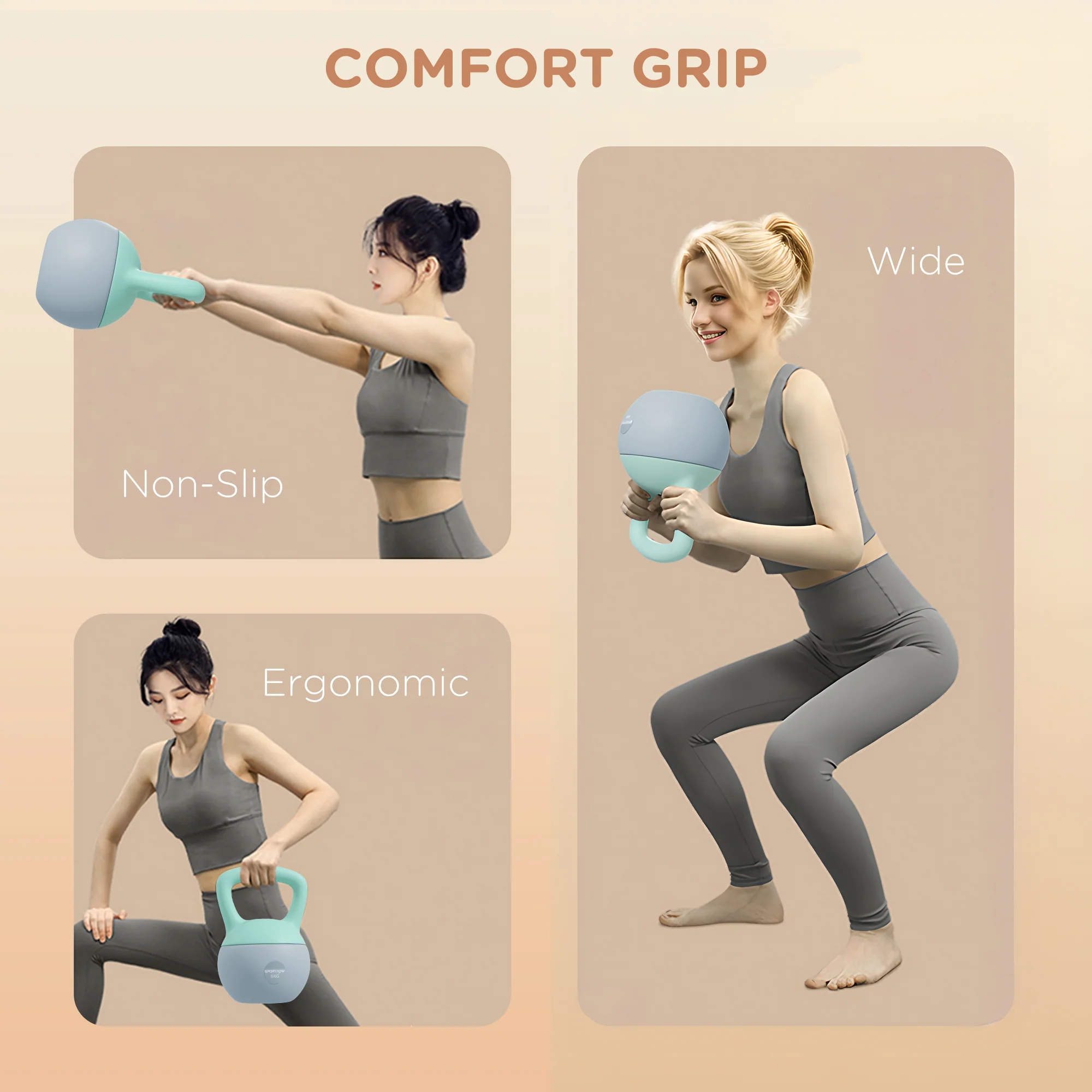 SPORTNOW 10KG Kettlebell With Soft Body And Non-Slip Handle, Grey And Green - Image 13