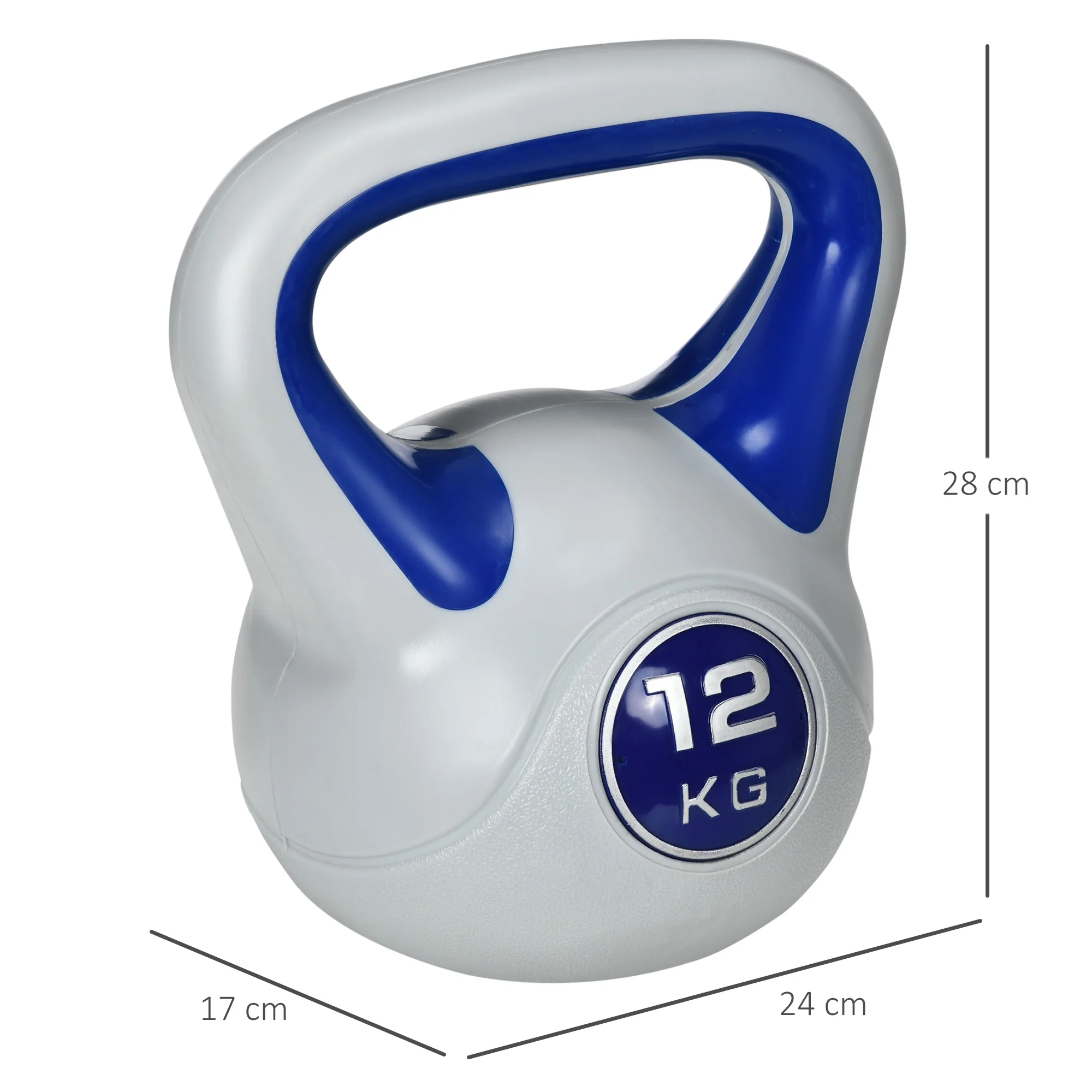SPORTNOW 12kg Kettle Bell with Handle for Home Gym, Dark Blue and Grey - Image 5