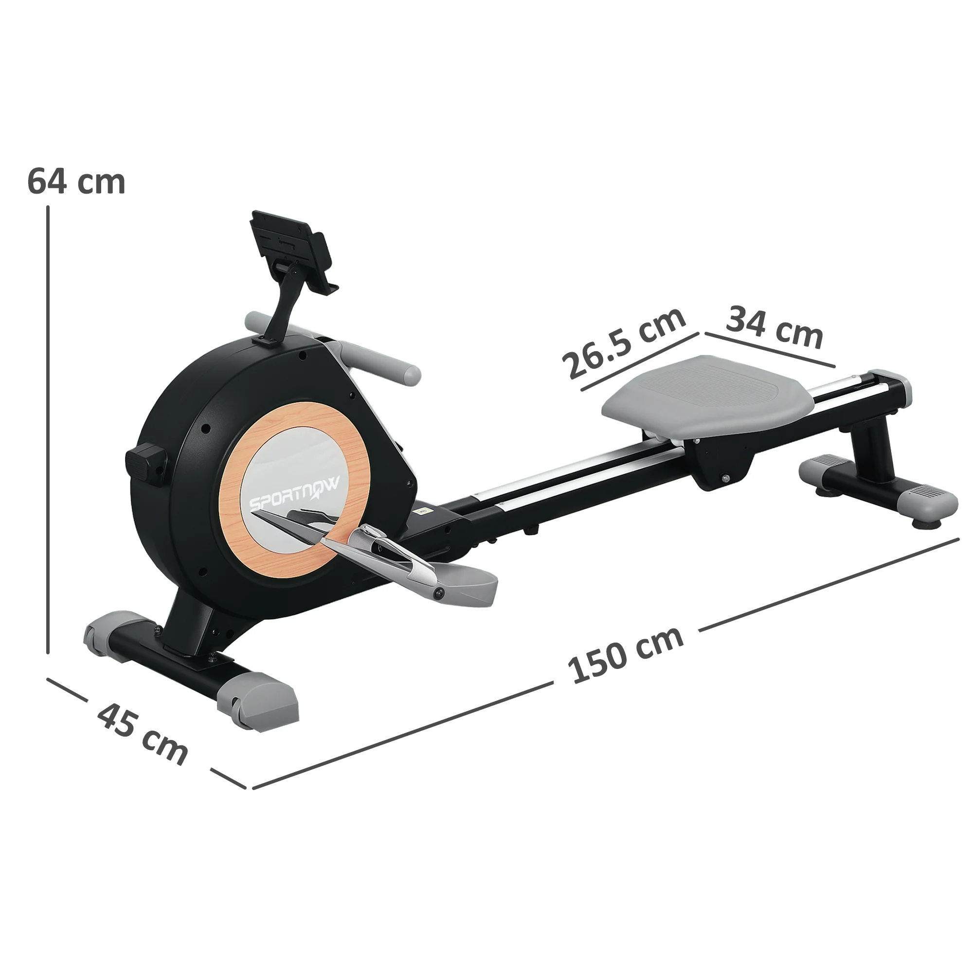 SPORTNOW 16-Level Magnetic Rowing Machine W/ LCD Monitor - Image 5