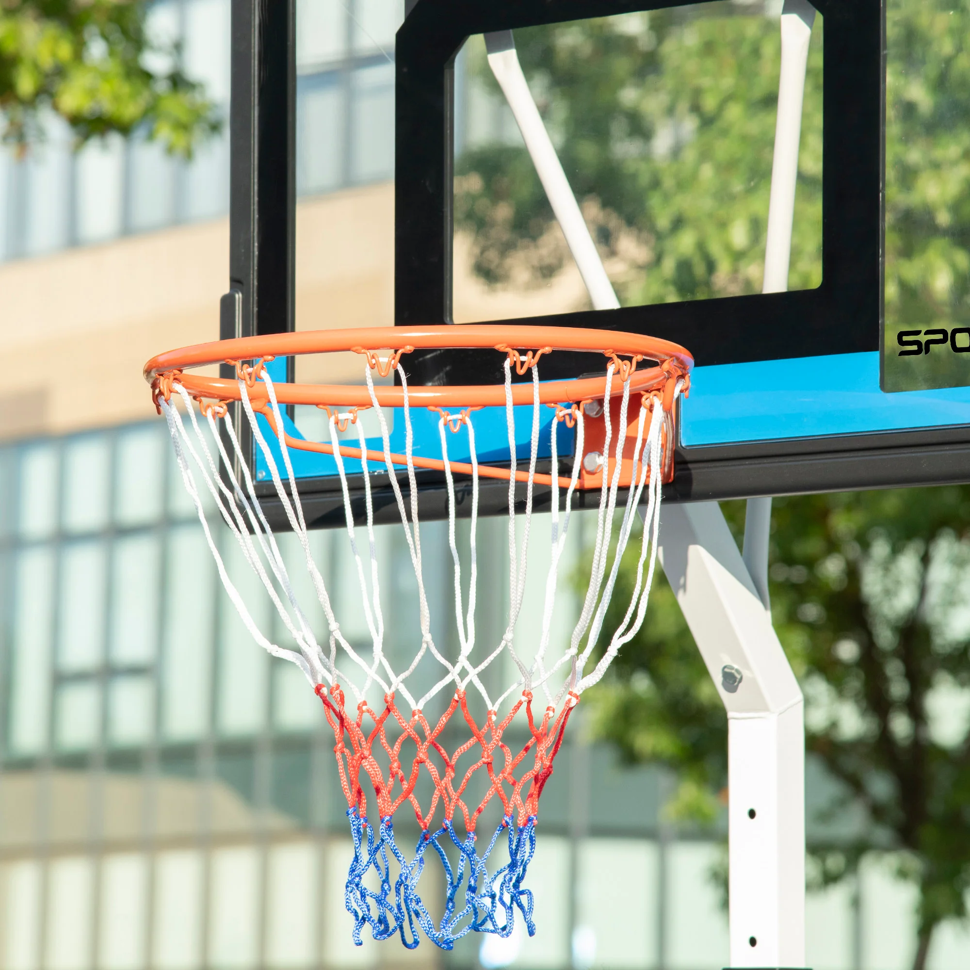 SPORTNOW 2.1-2.6m Basketball Hoop and Stand w/ Weighted Base, Wheels, White - Image 9