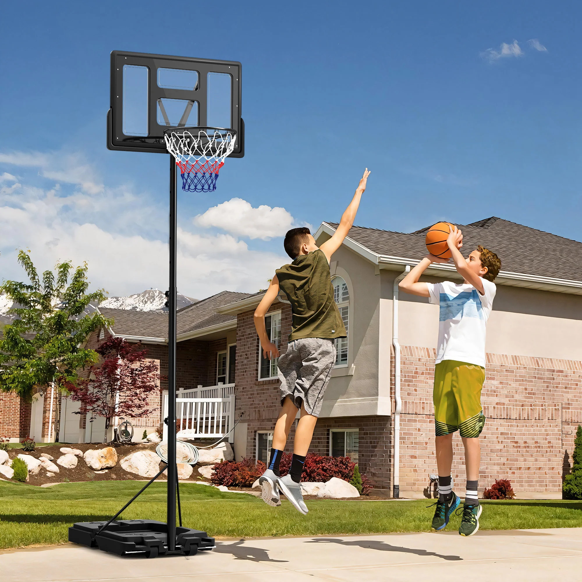 SPORTNOW 2.3-3.05m Basketball Hoop and Stand with Weighted Base and Wheels - Image 2