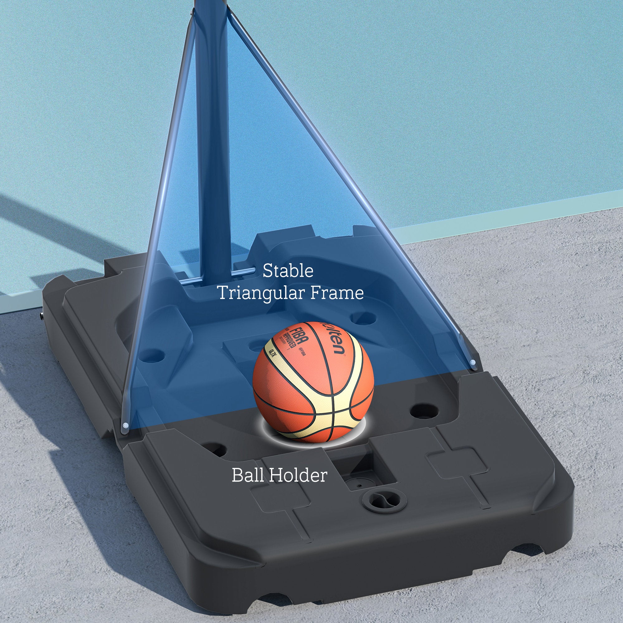 SPORTNOW 2.3-3.05m Basketball Hoop and Stand with Weighted Base and Wheels - Image 9