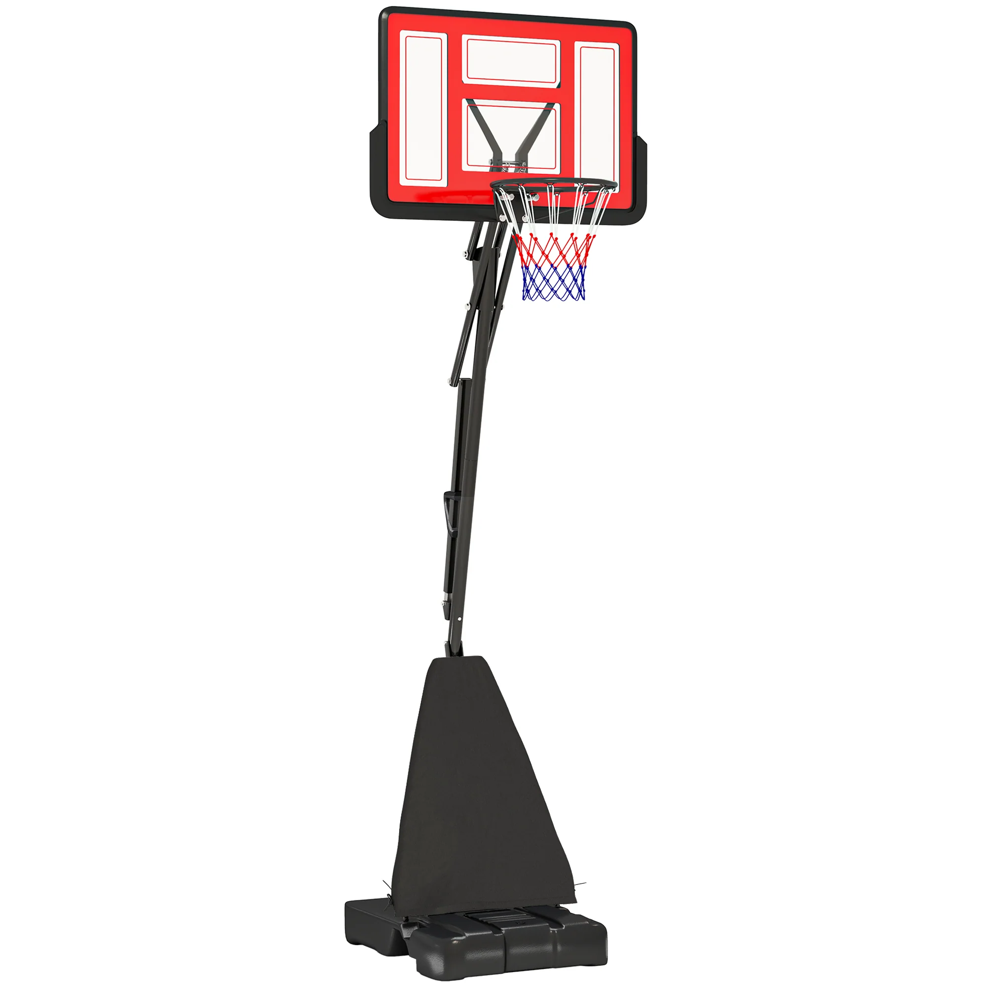 SPORTNOW 2.45-3.05m Portable Basketball Hoop And Stand With Wheels - Red/Black