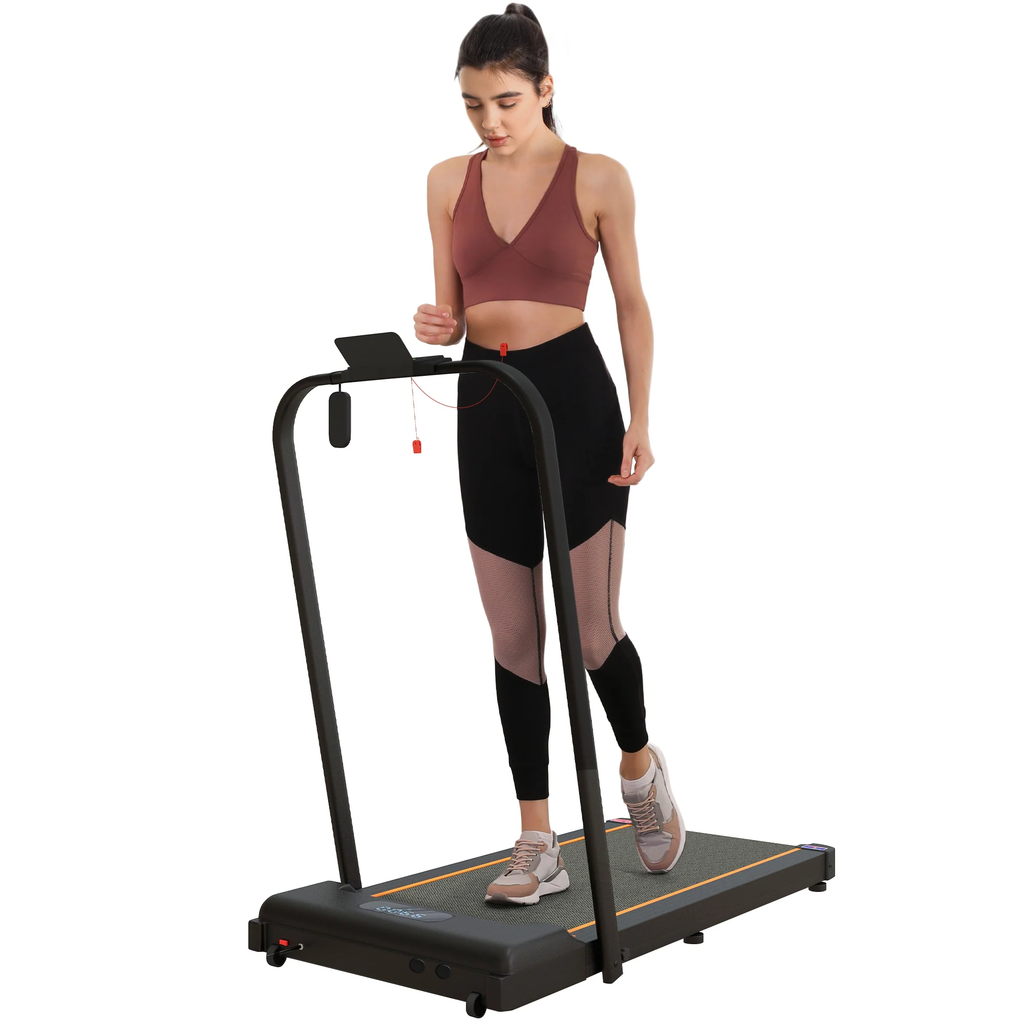 SPORTNOW 2.5HP Folding Treadmill Walking Pad W/ LED Display, No Assembly - Blue/Orange