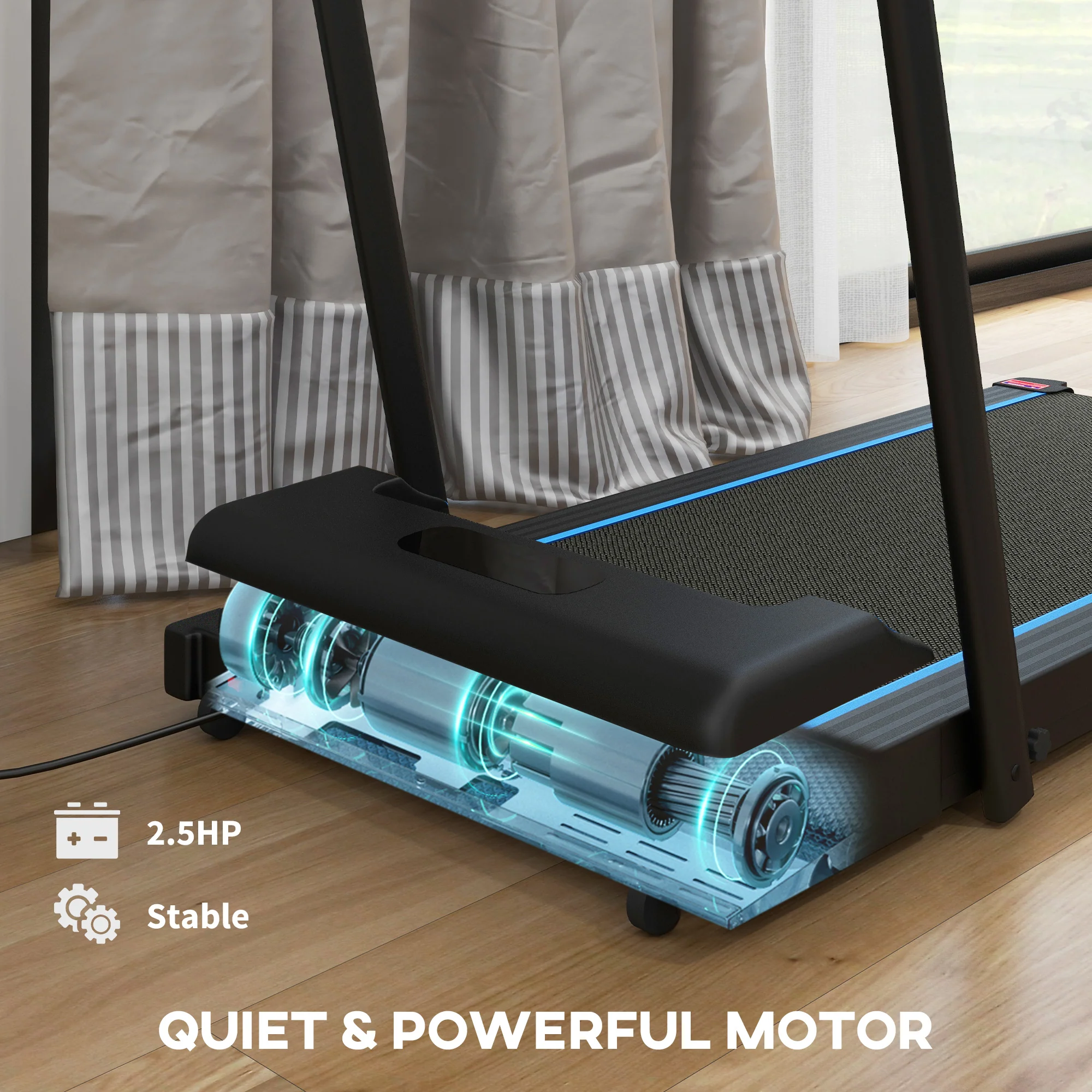 SPORTNOW 2.5HP Folding Treadmill Walking Pad W/ LED Display, No Assembly - Blue/Orange - Image 12