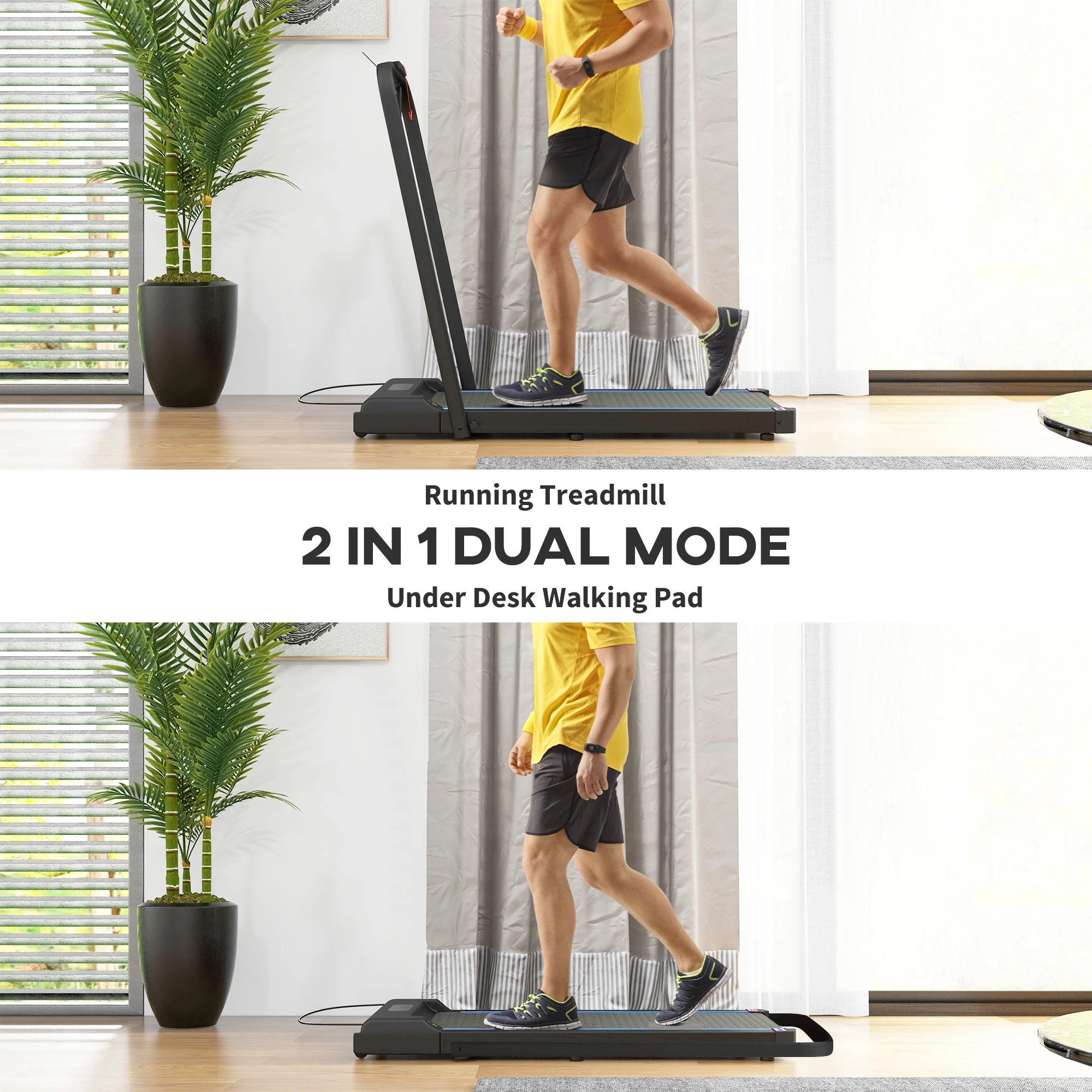 SPORTNOW 2.5HP Folding Treadmill Walking Pad W/ LED Display, No Assembly - Blue/Orange - Image 13
