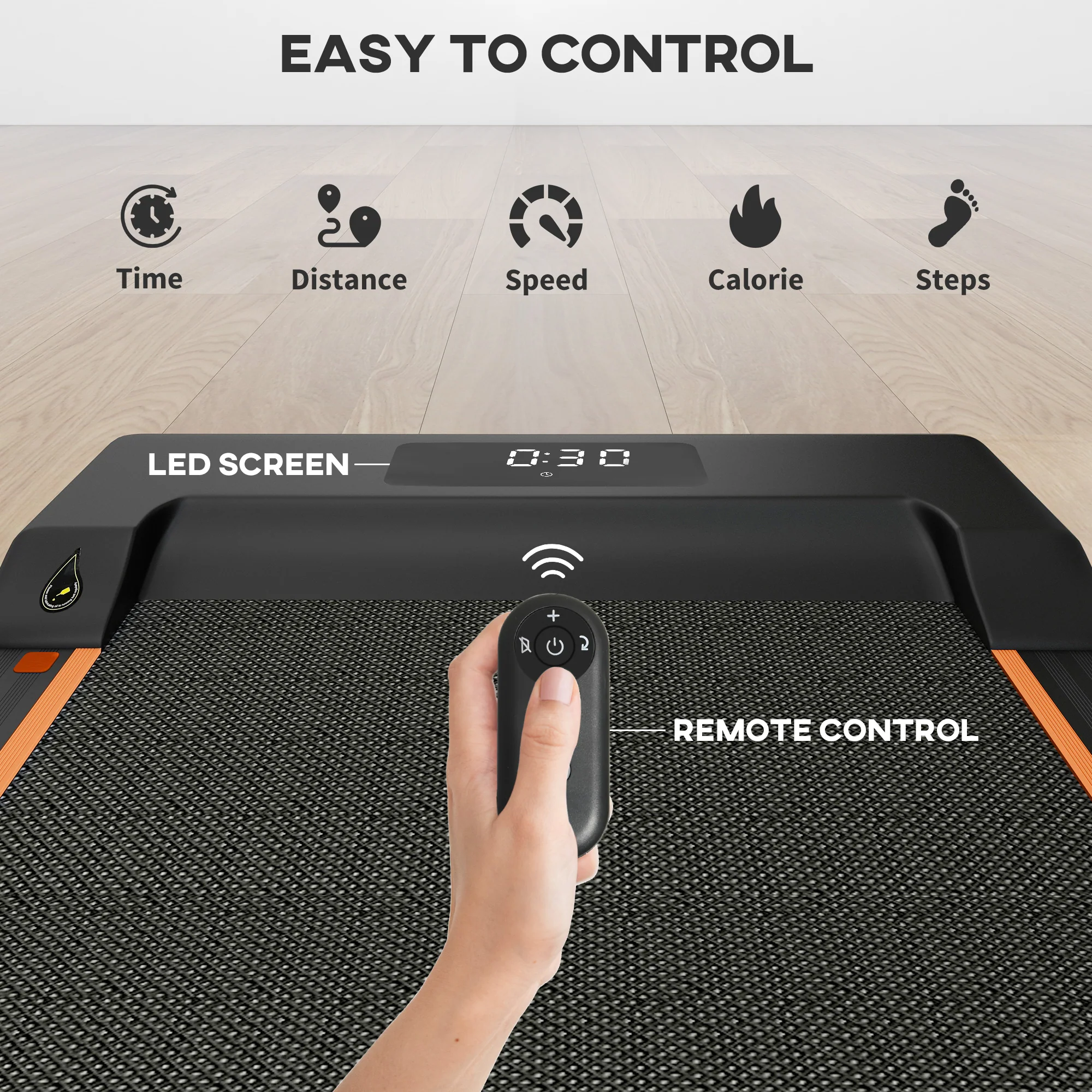 SPORTNOW 2.5HP Folding Treadmill Walking Pad W/ LED Display, No Assembly - Blue/Orange - Image 6