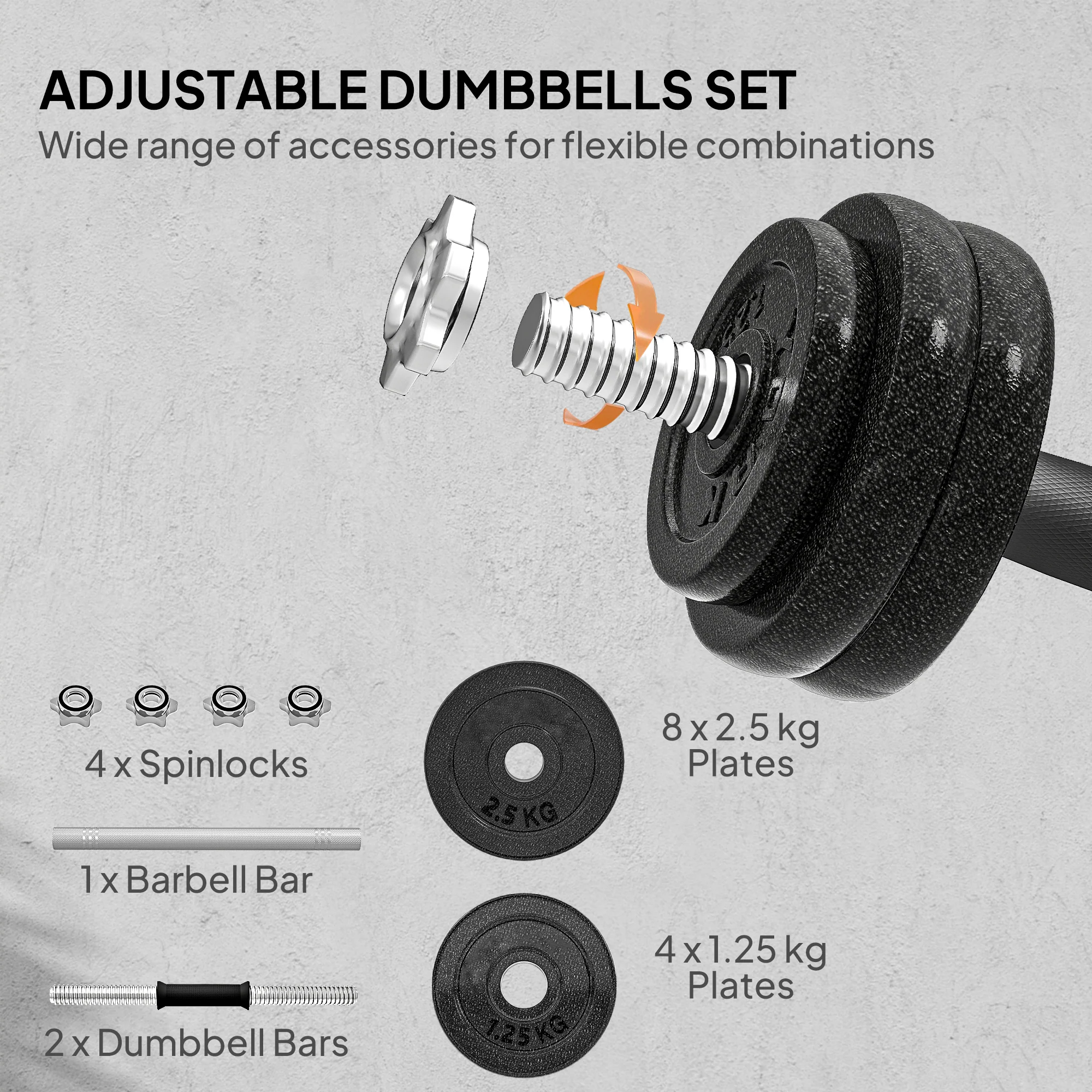 SPORTNOW 2-in-1 Adjustable Dumbbells Set, Weights Dumbbells Set - Image 12