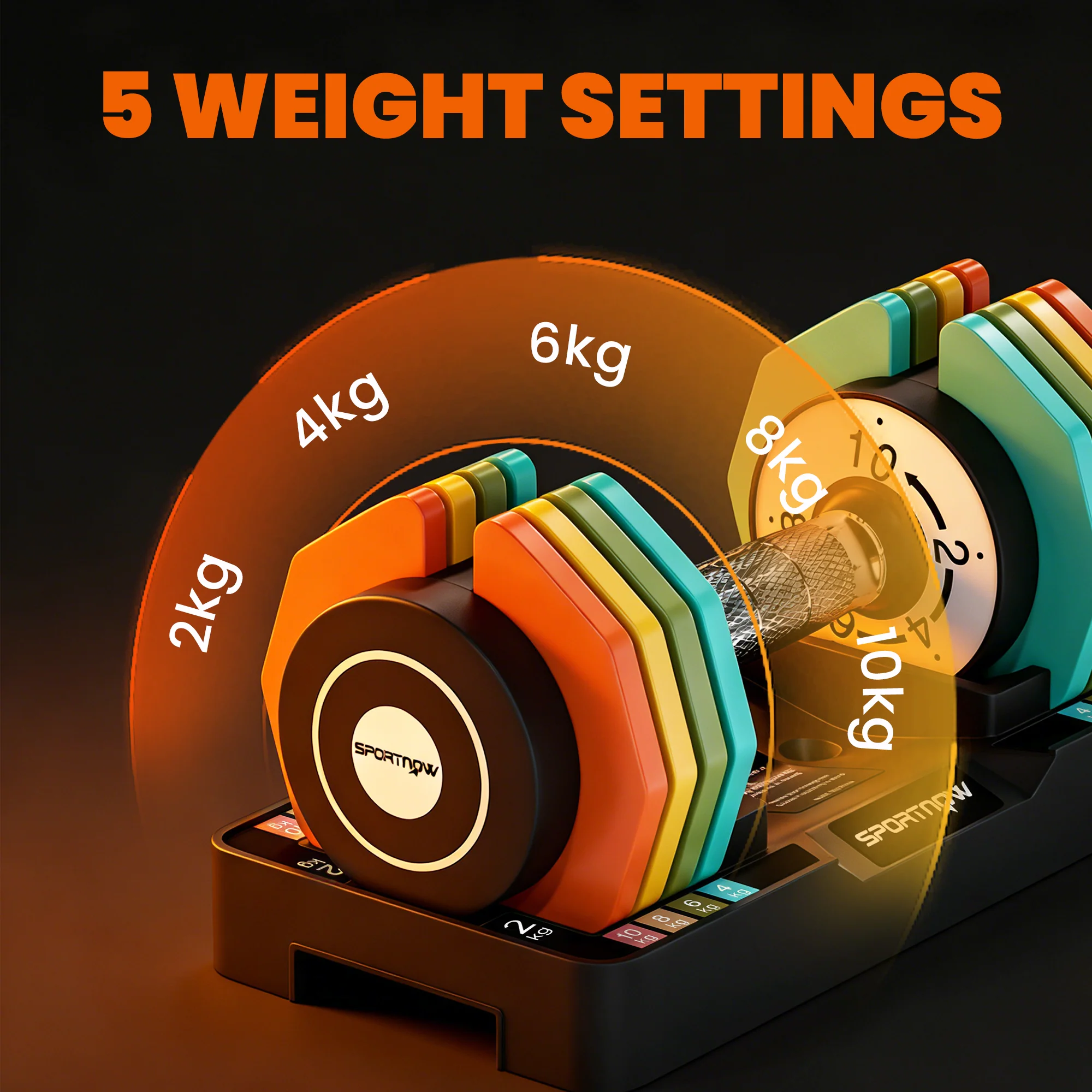 SPORTNOW 20 Kg Adjustable Dumbbells Set With Safety Locking Mechanism - Image 3
