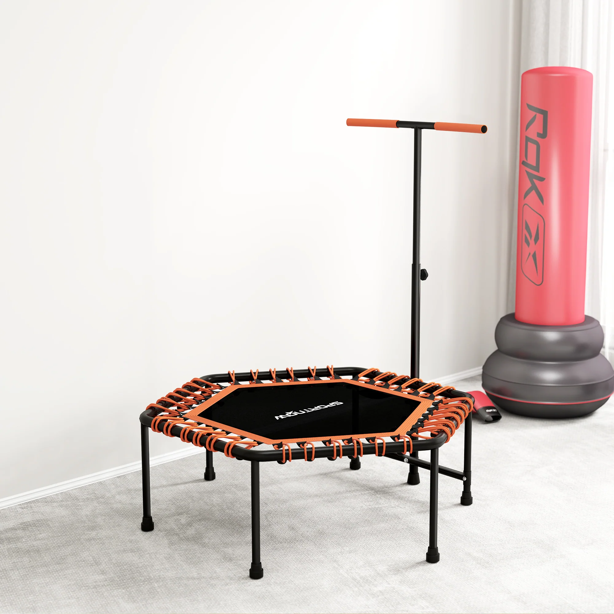 SPORTNOW 45" Fitness Trampoline With Adjustable Handle LED Lights - Image 18