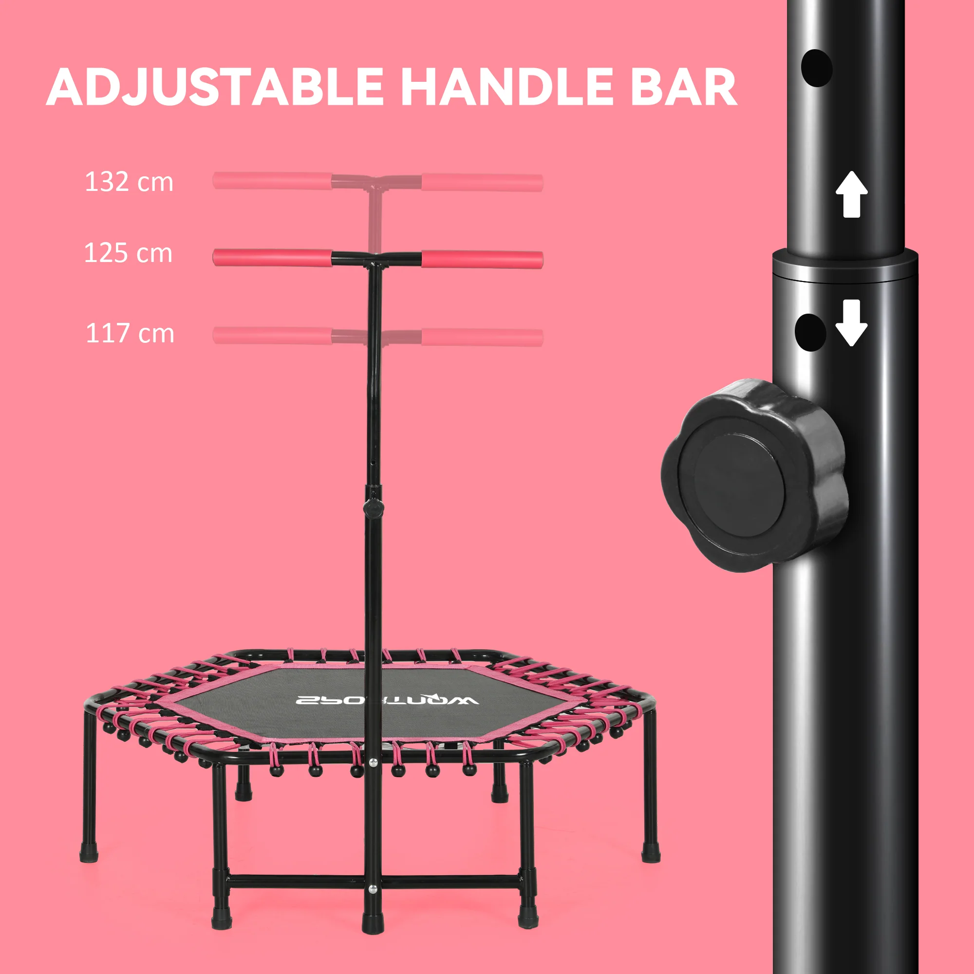 SPORTNOW 45" Fitness Trampoline With Adjustable Handle LED Lights - Image 22