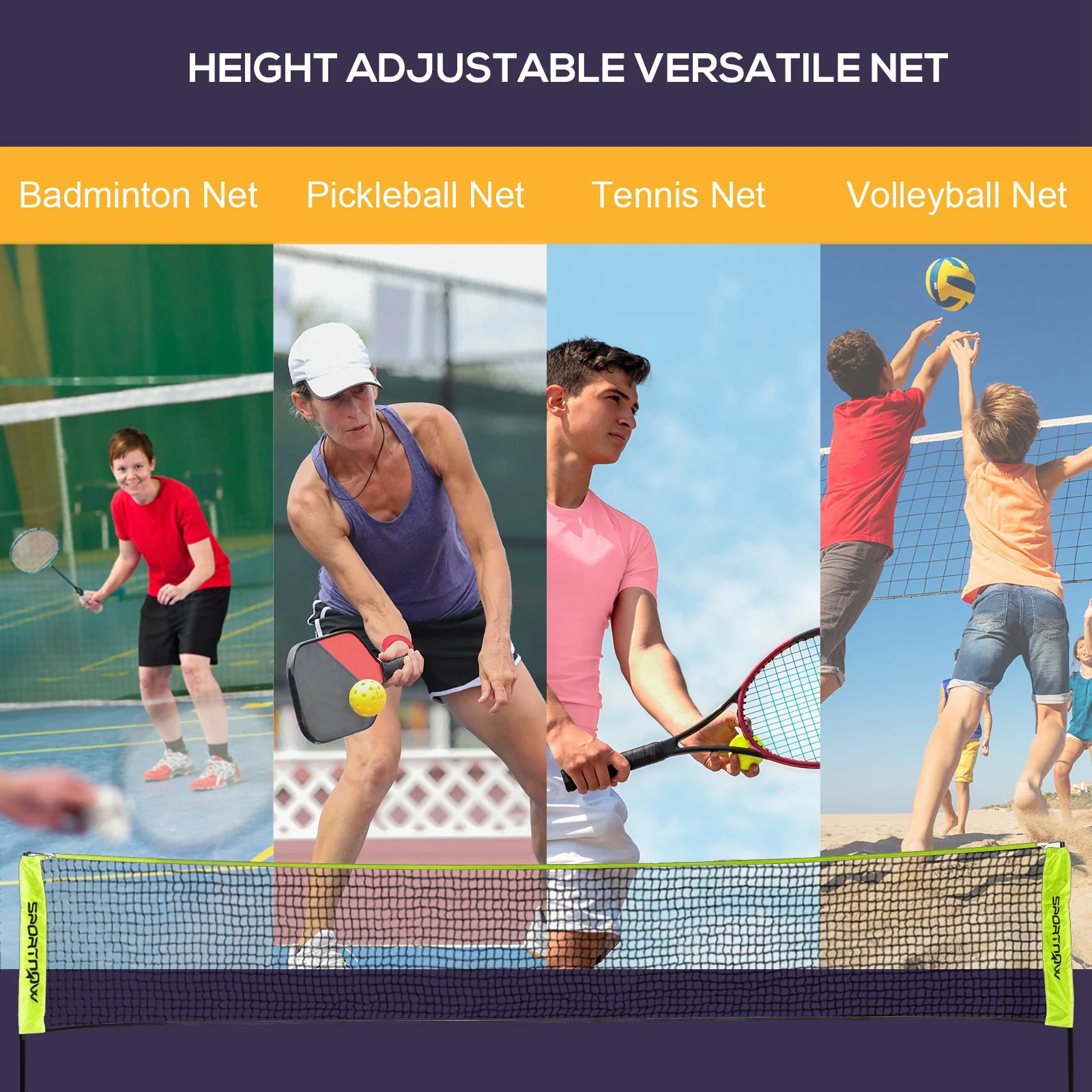 SPORTNOW 4m Badminton Net, Adjustable Sports Net For Tennis, Volleyball - Image 3