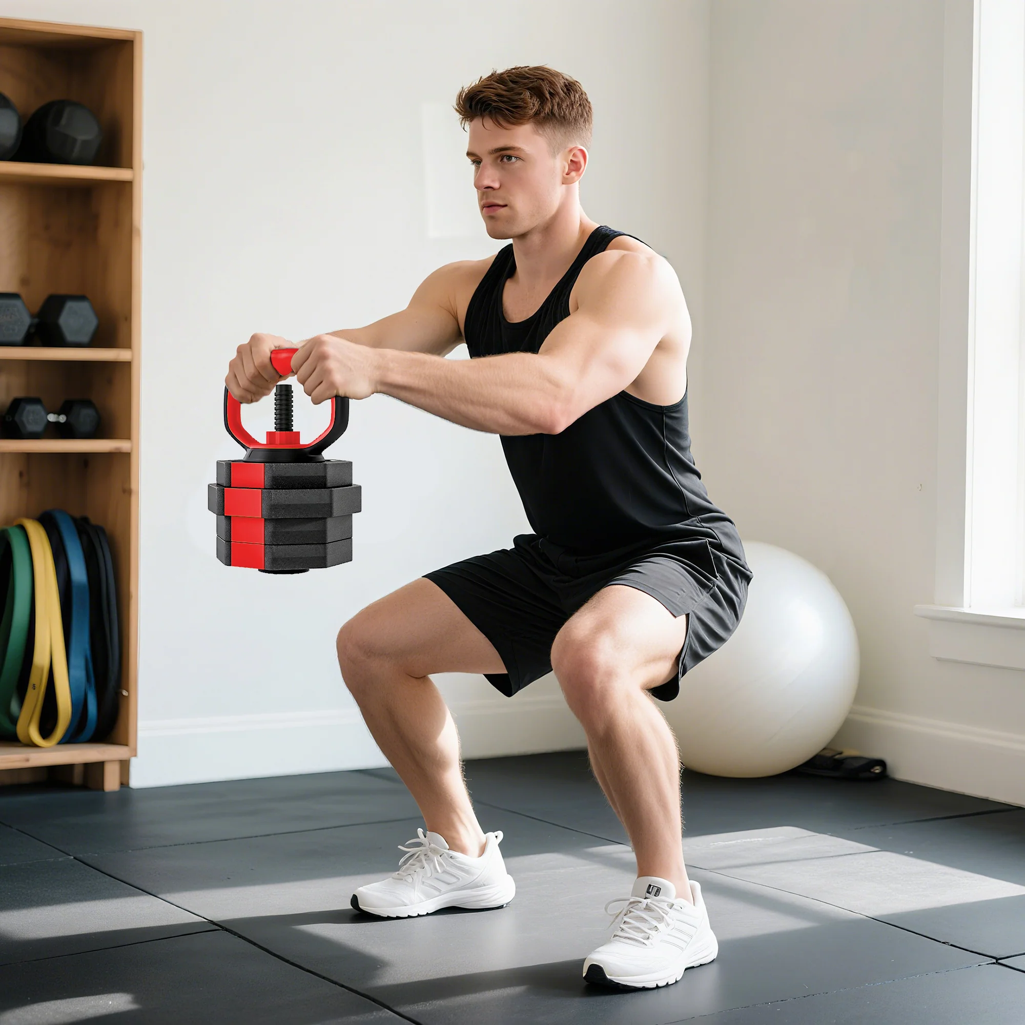 SPORTNOW 6-in-1 Adjustable Weight Dumbbells Set, Free Weights Set, Red - Image 9
