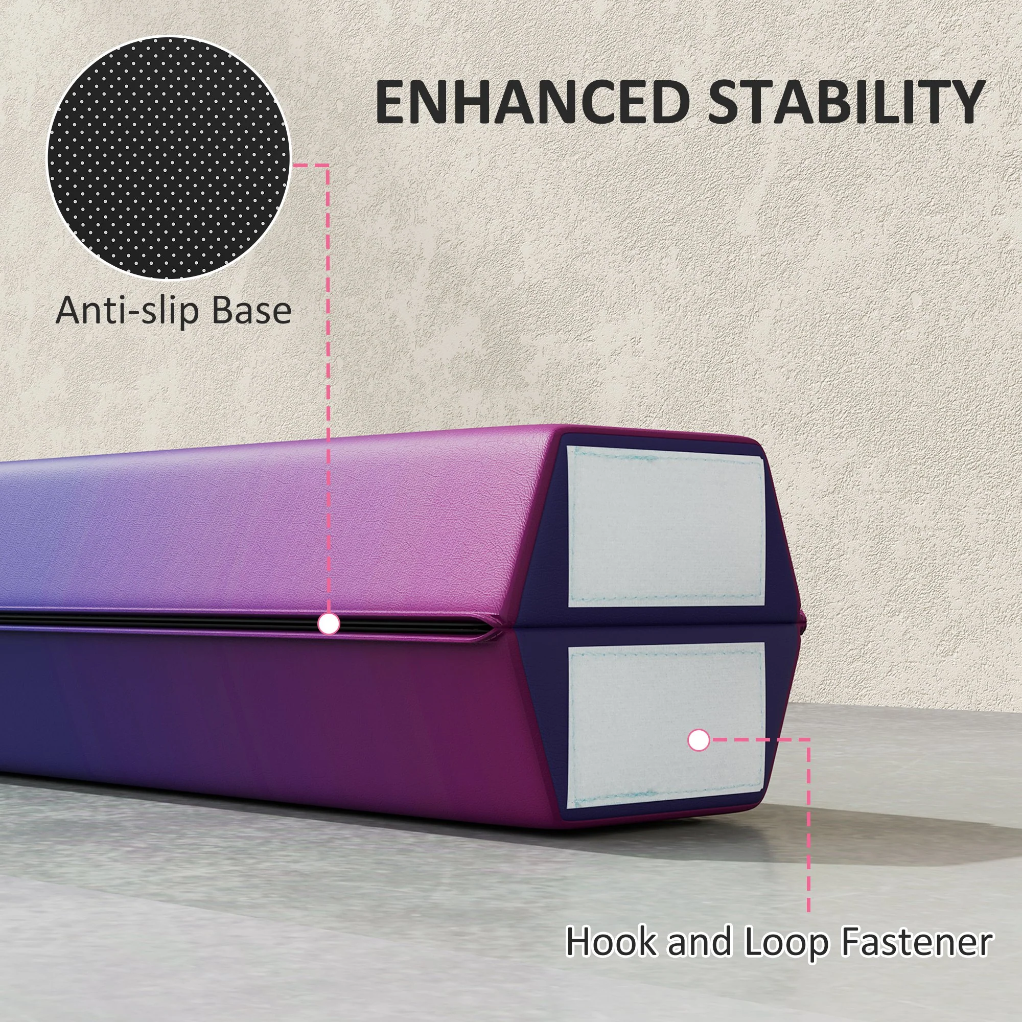 SPORTNOW 7.7ft Folding Gymnastics Balance Beam With Anti-Slip Base, Purple - Image 15