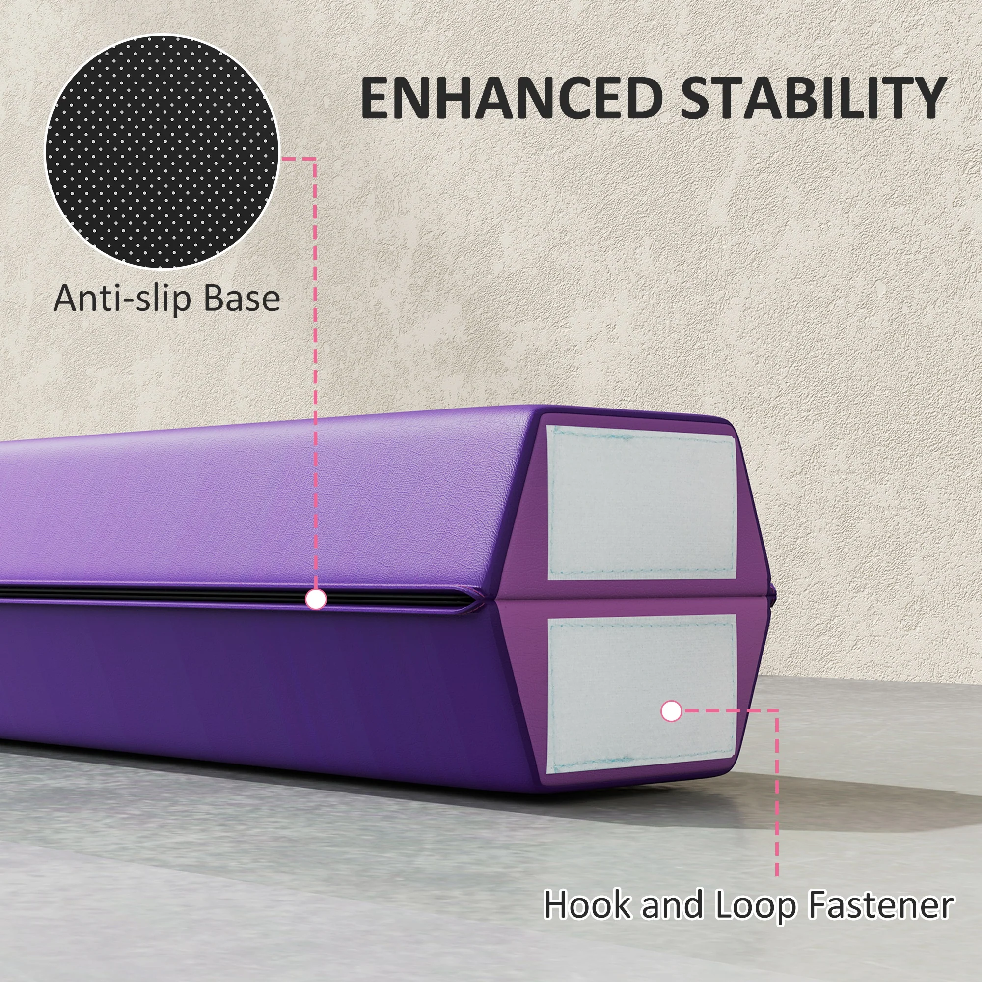 SPORTNOW 7.7ft Folding Gymnastics Balance Beam With Anti-Slip Base, Purple - Image 6