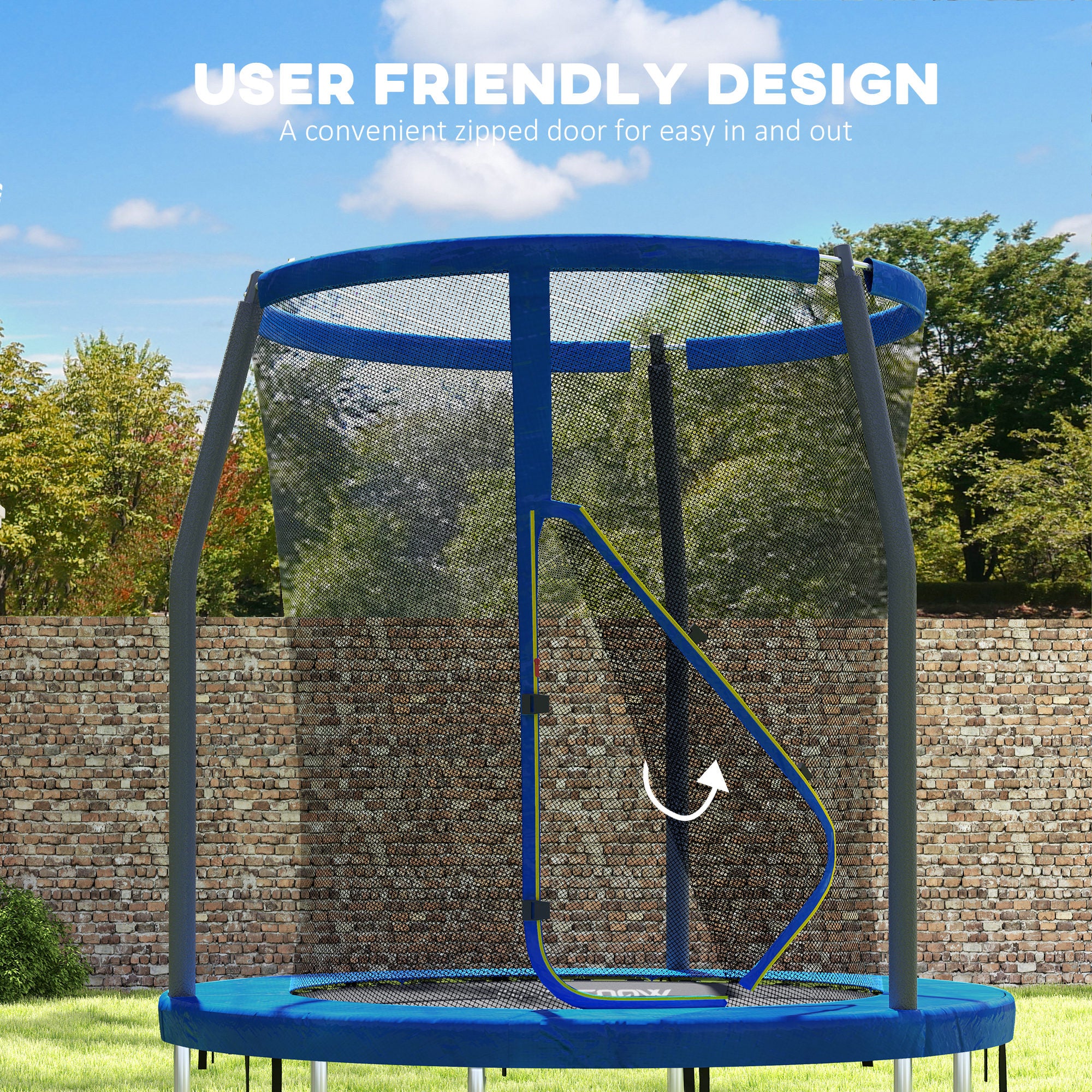 SPORTNOW Outdoor Trampoline With Safety Enclosure Net, Blue - Image 14