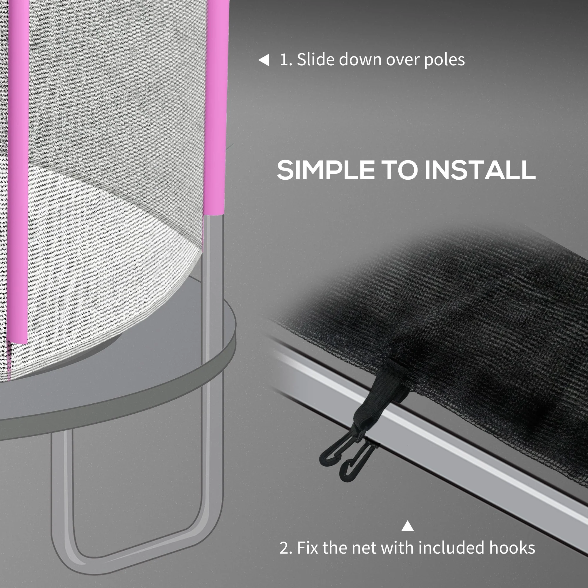SPORTNOW 8ft Trampoline Net Replacement Safety Net with Zipped Door - Image 24