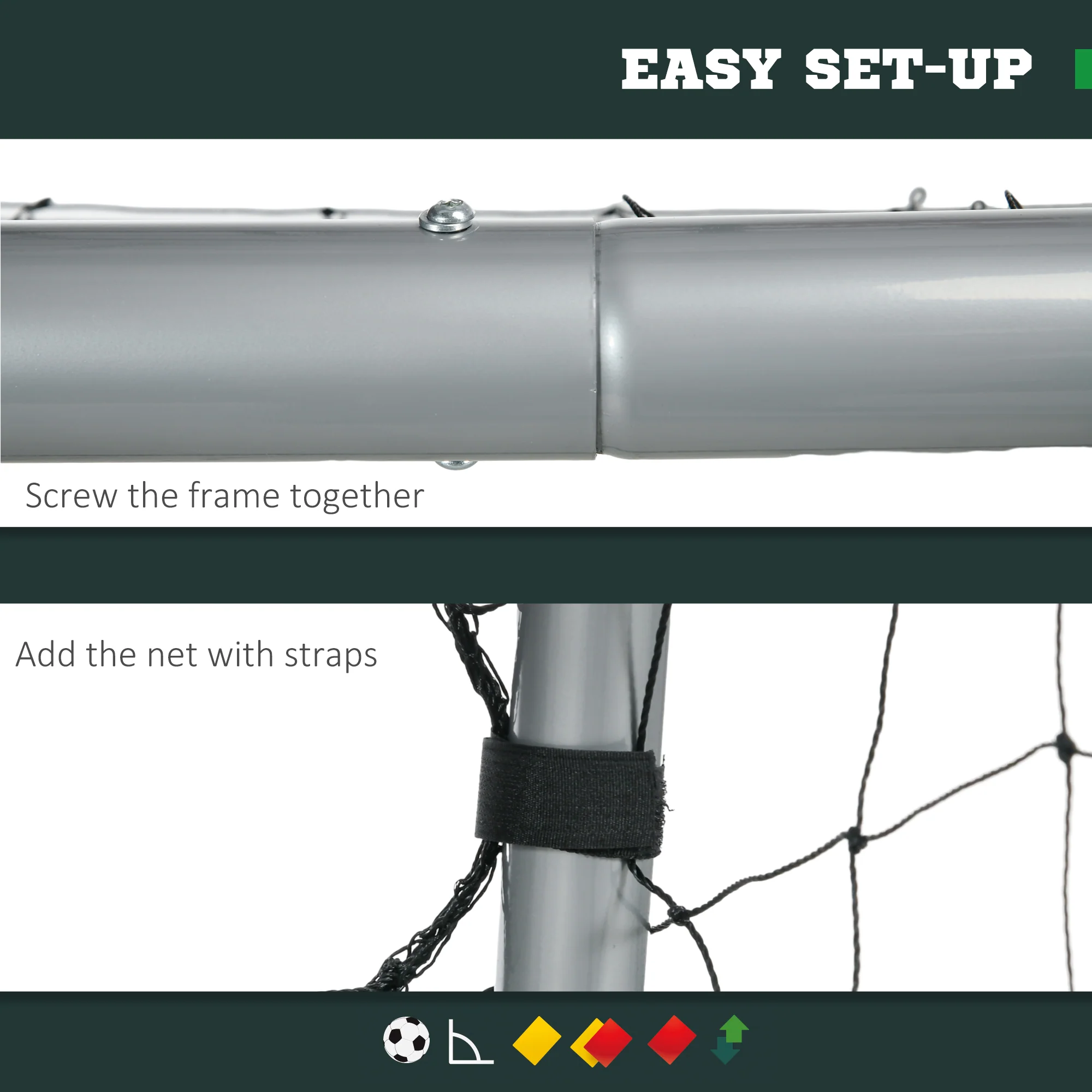 SPORTNOW 8ft x 5ft Football Goal, Simple Set Up Football Training Net - Image 3