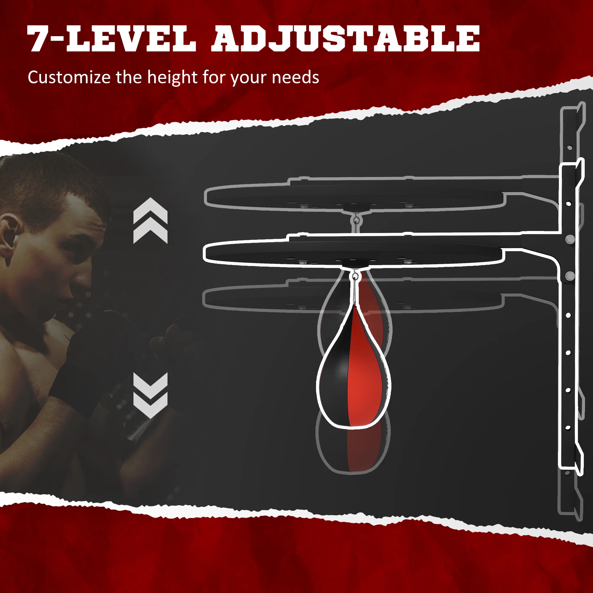 SPORTNOW Adjustable Speed Bag Platform, Wall Mount Punching Bag - Image 3