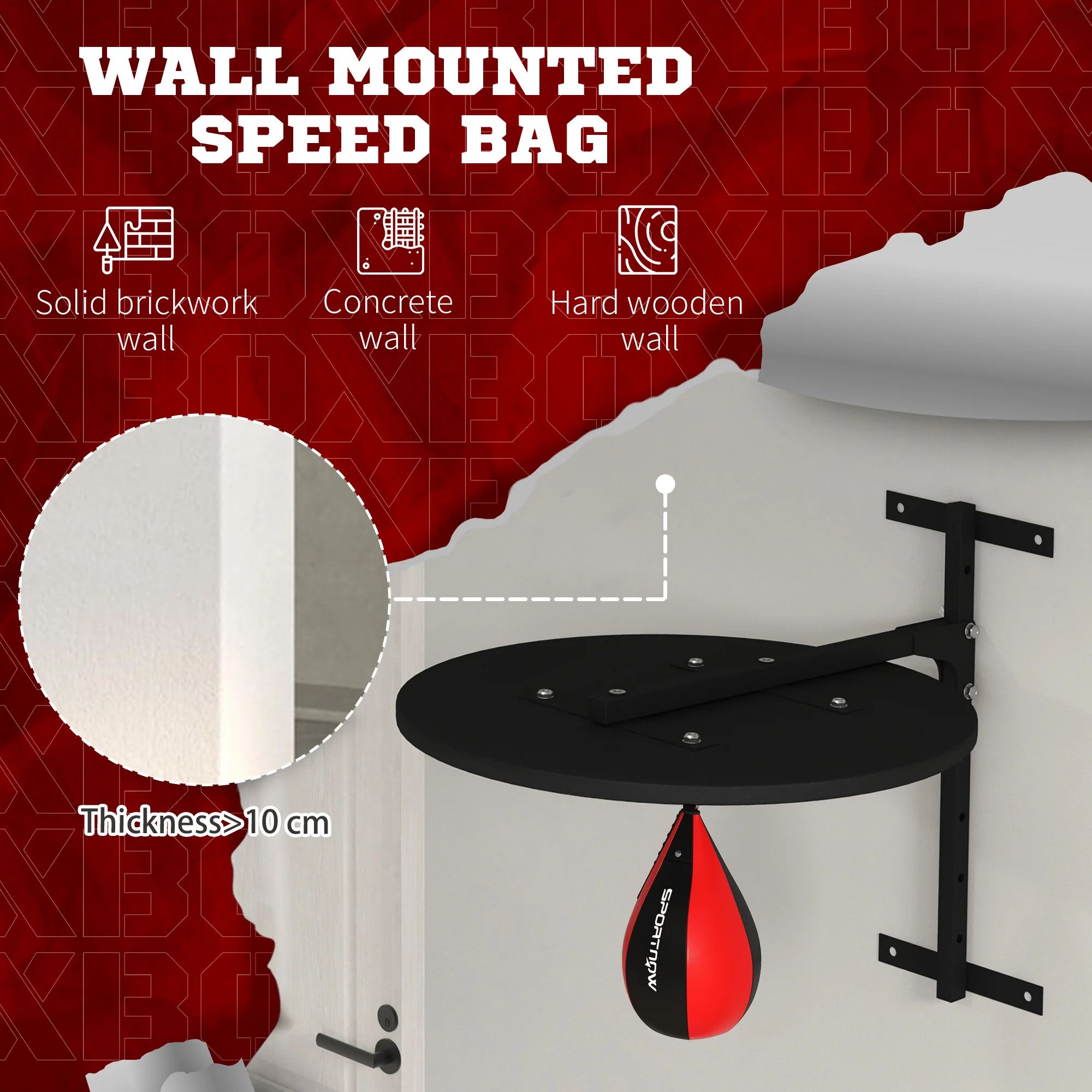 SPORTNOW Adjustable Speed Bag Platform, Wall Mount Punching Bag - Image 4