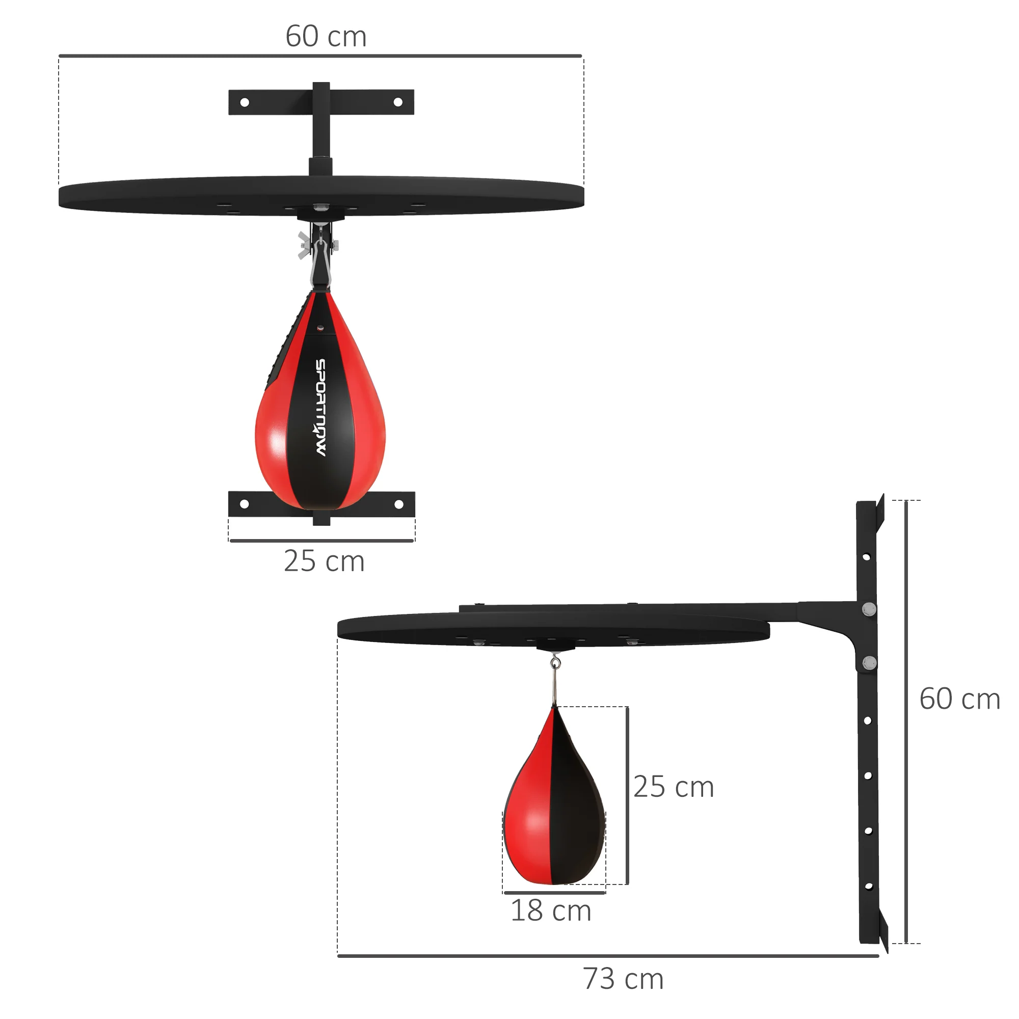 SPORTNOW Adjustable Speed Bag Platform, Wall Mount Punching Bag - Image 5