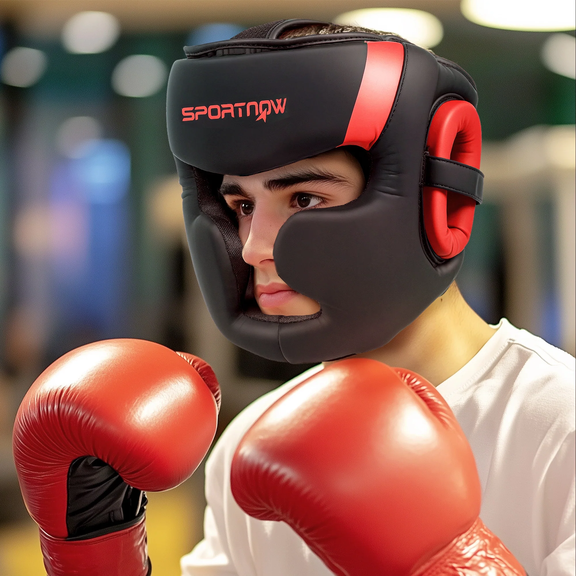 SPORTNOW Boxing Headguard W/ Adjustable Strap For Sparring Kickboxing - Image 11