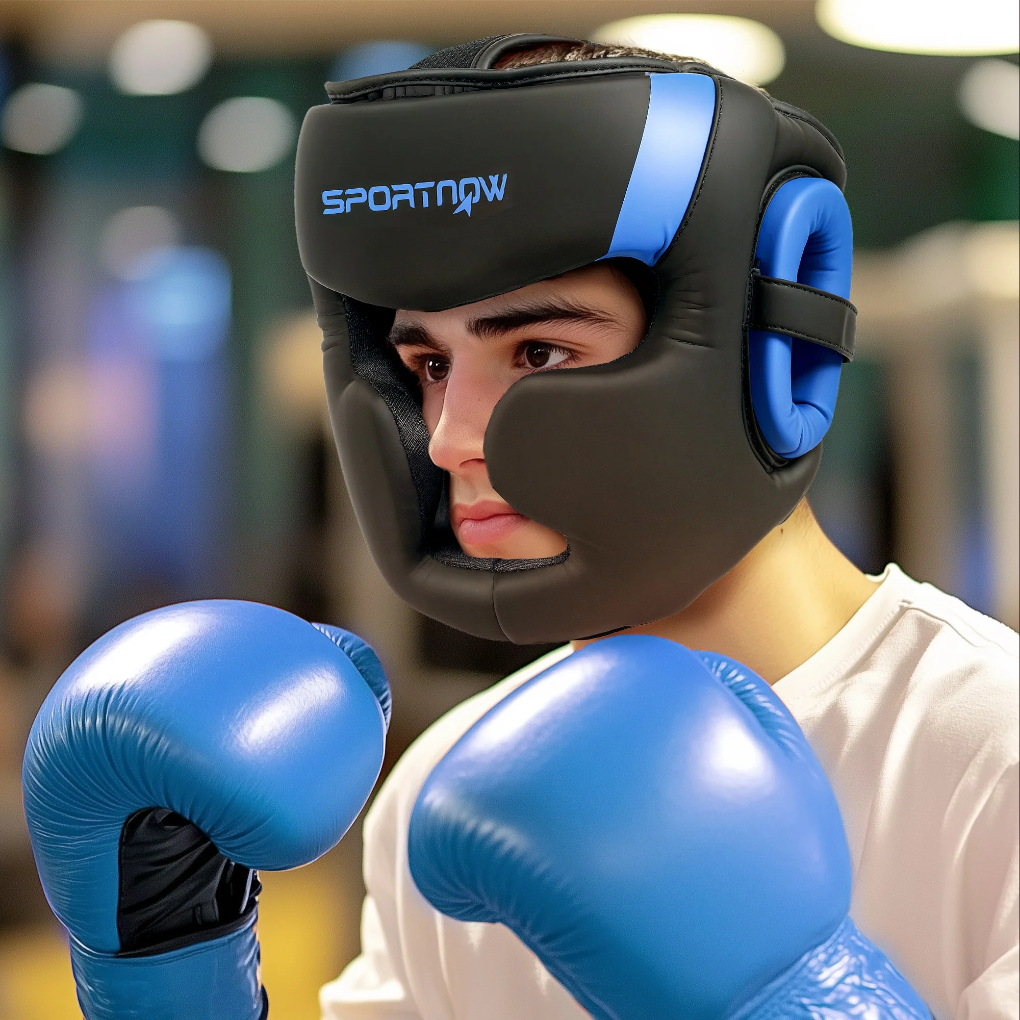SPORTNOW Boxing Headguard W/ Adjustable Strap For Sparring Kickboxing - Image 2