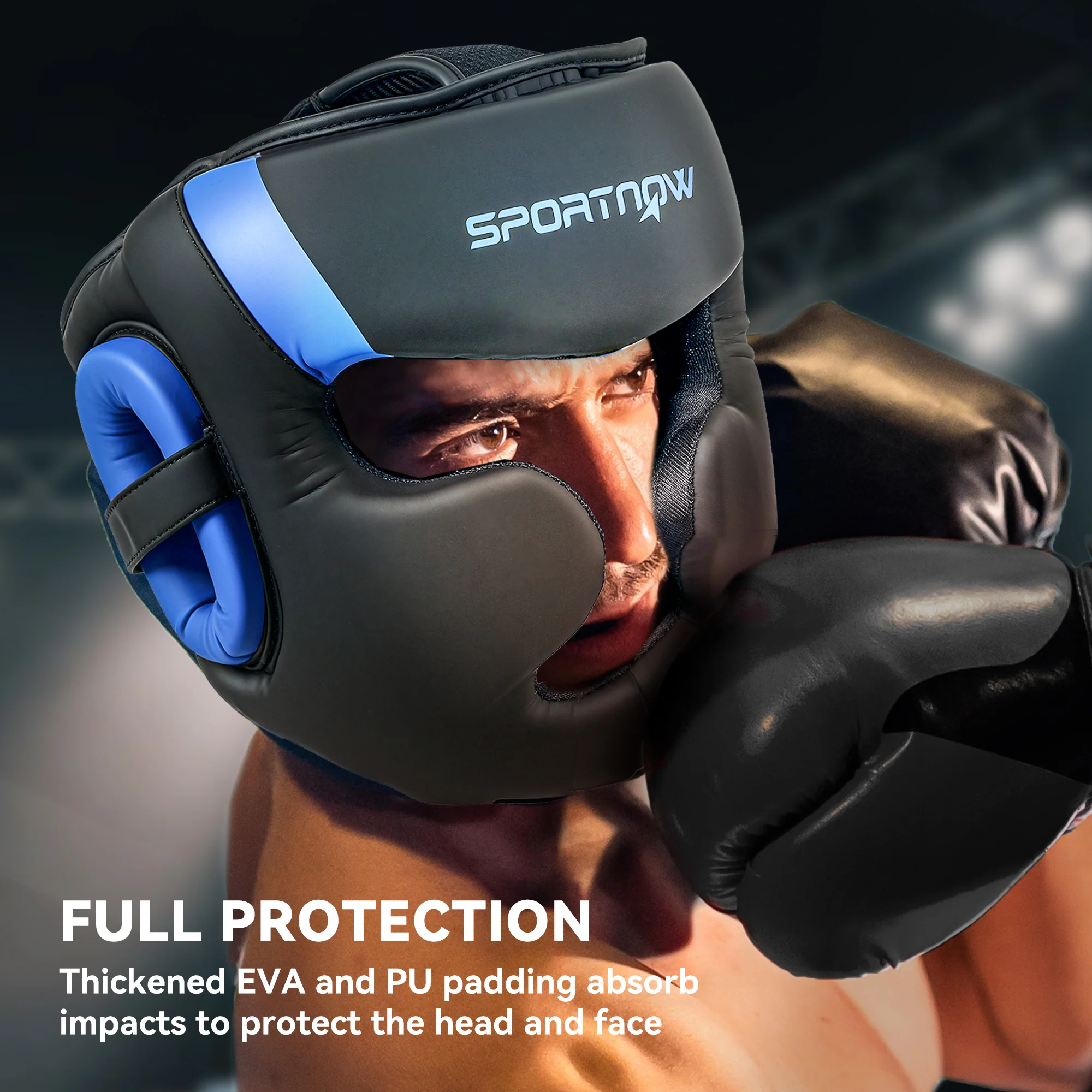 SPORTNOW Boxing Headguard W/ Adjustable Strap For Sparring Kickboxing - Image 3